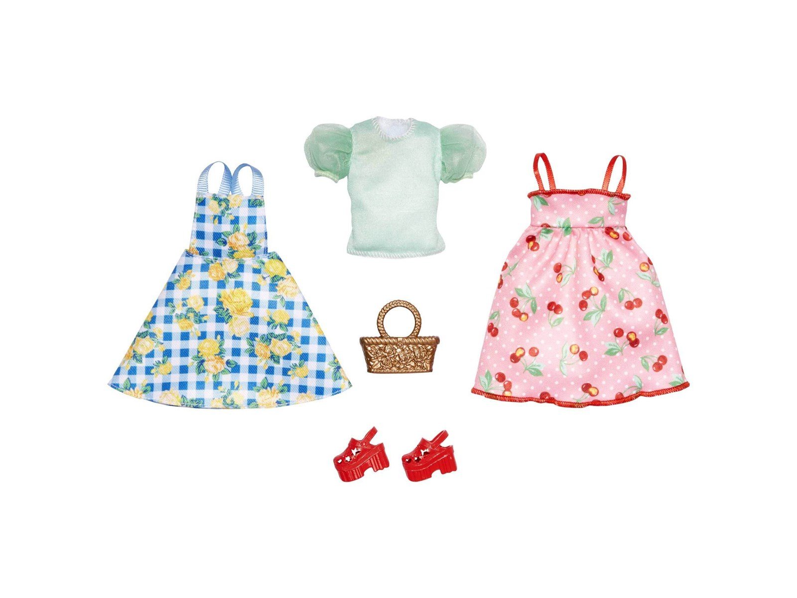 Barbie Fashions 2 Pack - Checked Flower Dress & Summer Fruit Dress