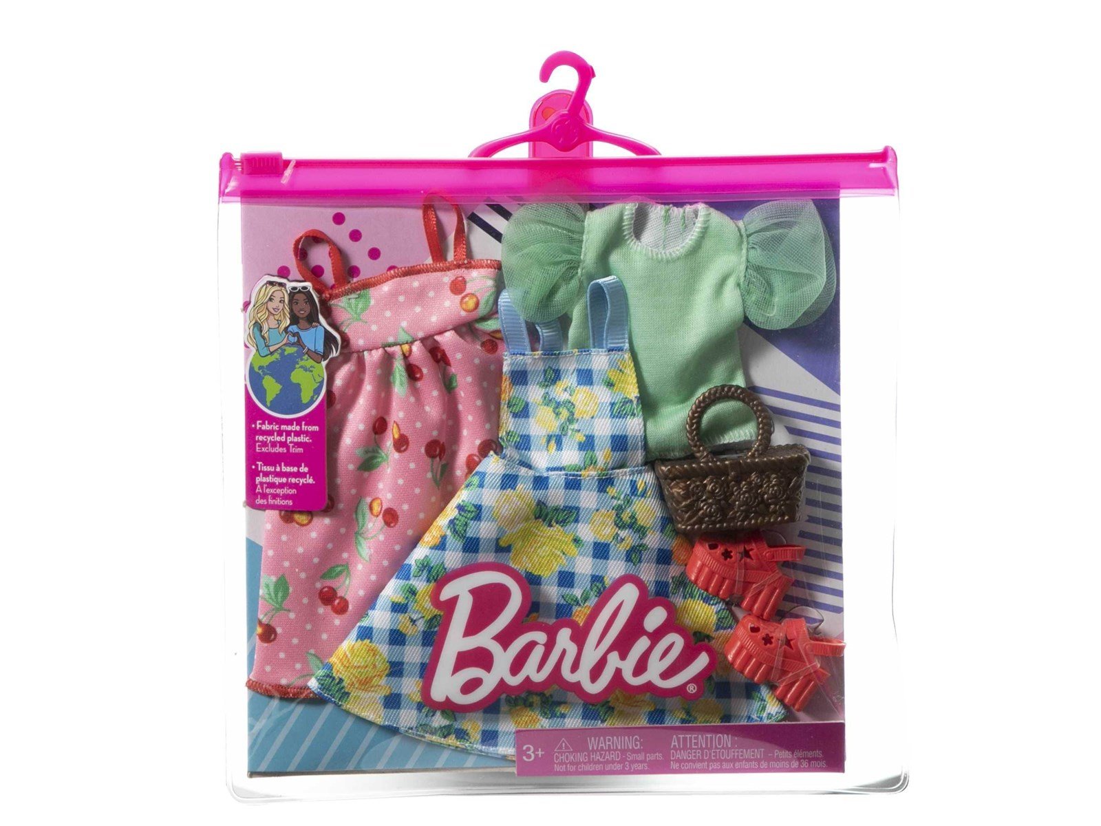 Barbie Fashions 2 Pack - Checked Flower Dress & Summer Fruit Dress