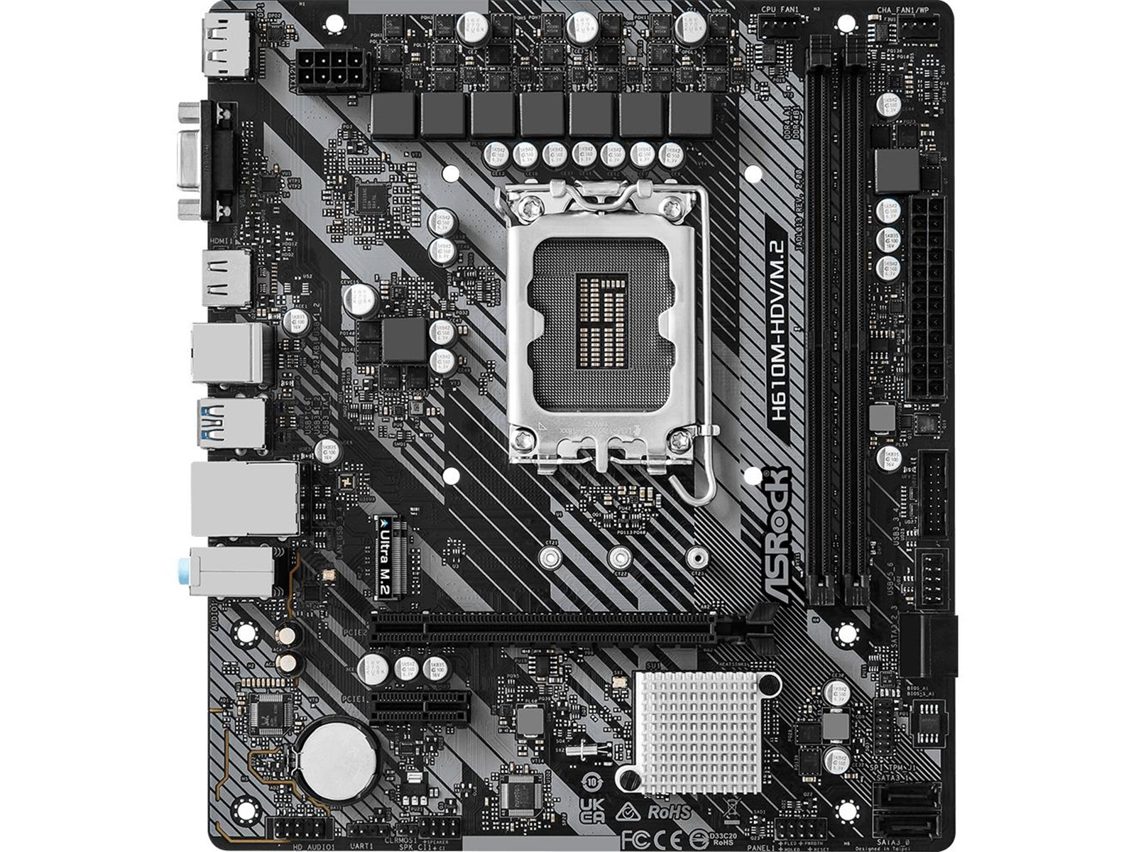ASRock H610M-HDV/M.2 R2.0 Mainboard - Intel H610 - Intel LGA1700 socket - DDR4 RAM - Micro-ATX