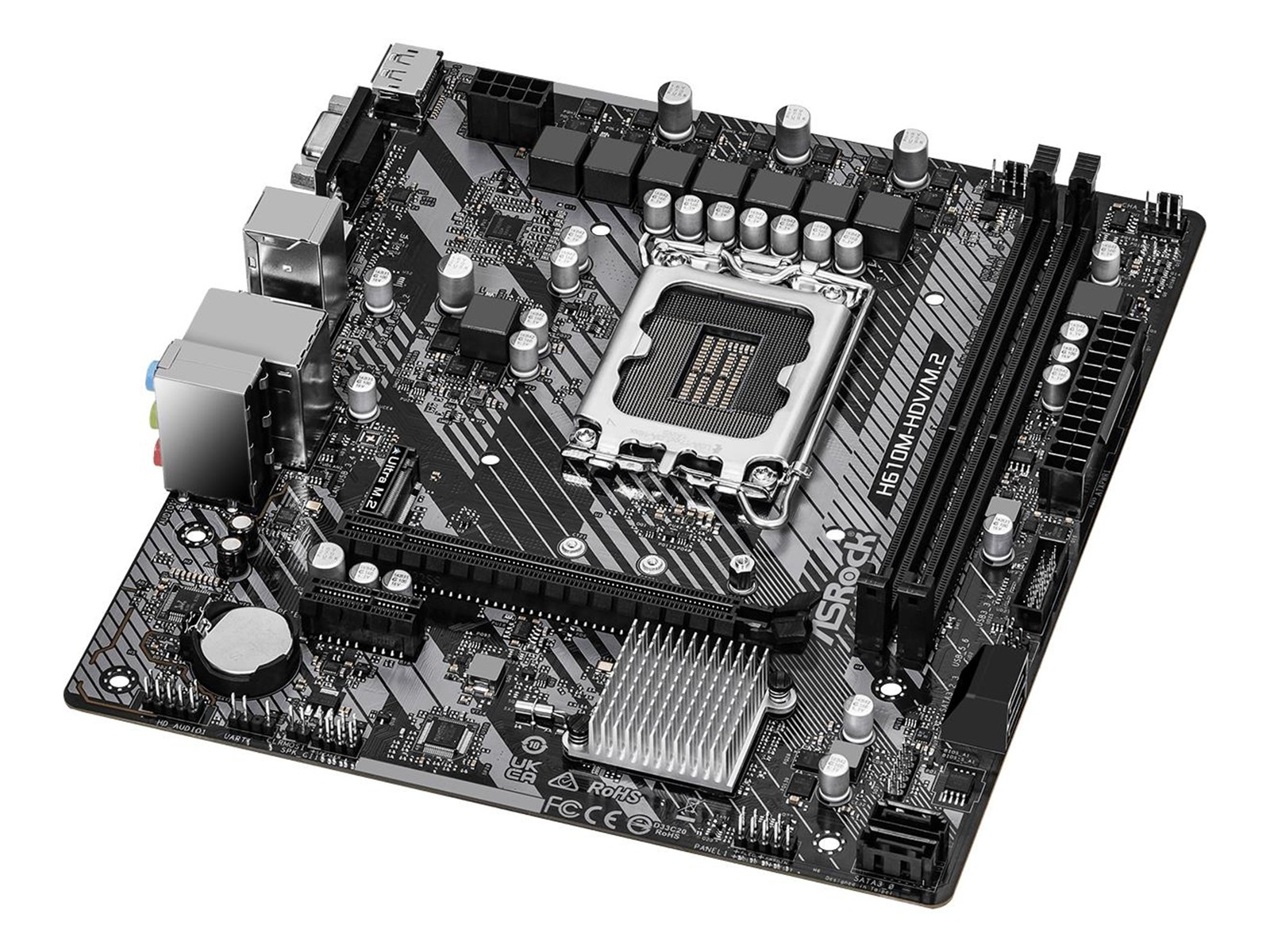 ASRock H610M-HDV/M.2 R2.0 Mainboard - Intel H610 - Intel LGA1700 socket - DDR4 RAM - Micro-ATX