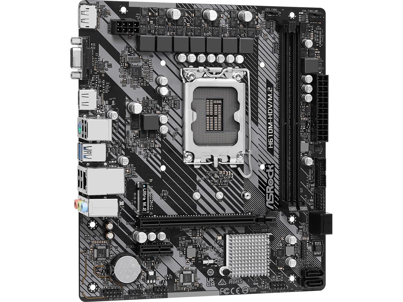 ASRock H610M-HDV/M.2 R2.0 Mainboard - Intel H610 - Intel LGA1700 socket - DDR4 RAM - Micro-ATX