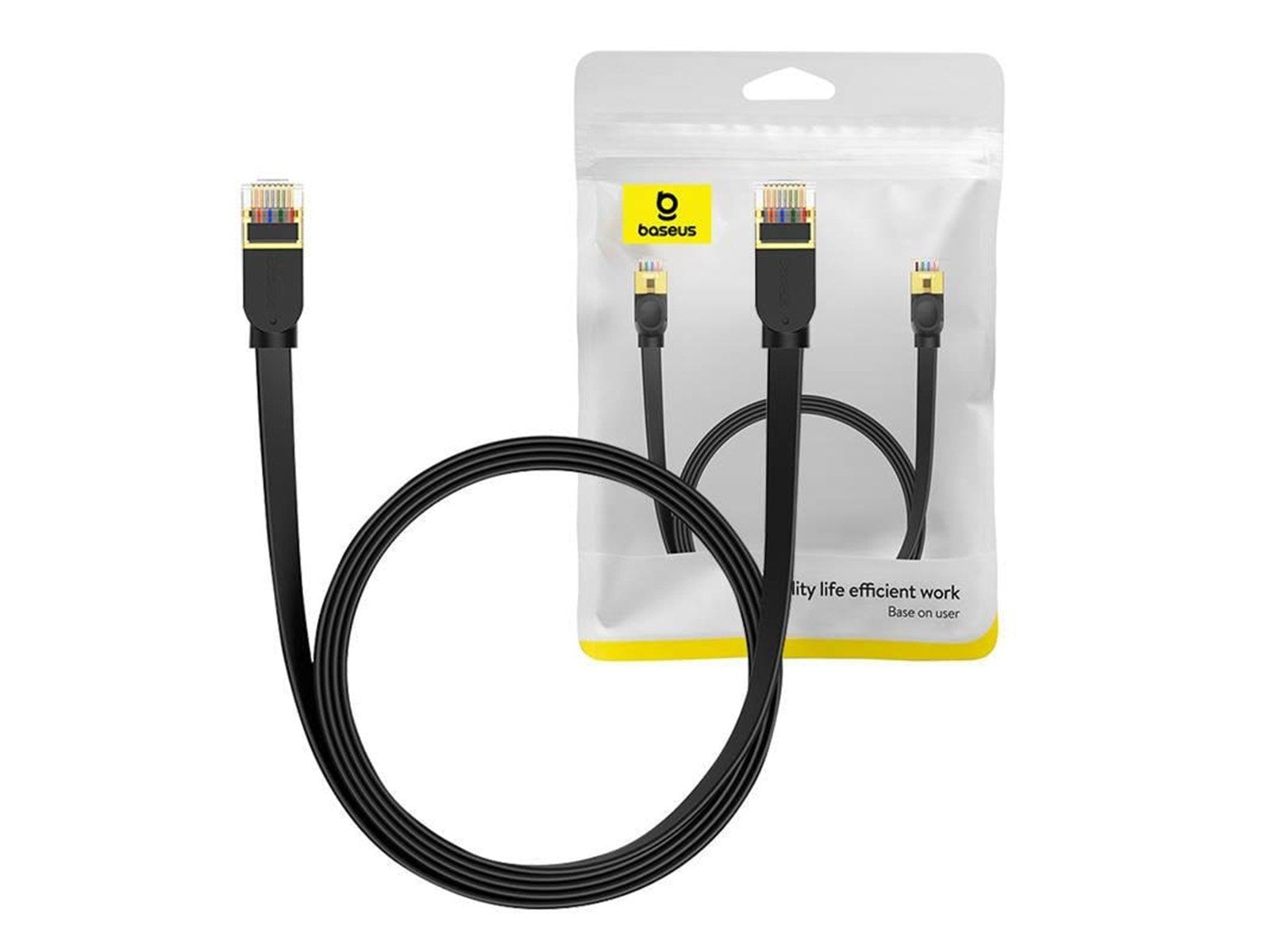 Baseus Cat 7 UTP Ethernet RJ45 Cable Flat 2 m black - Schwarz - 2 meter
