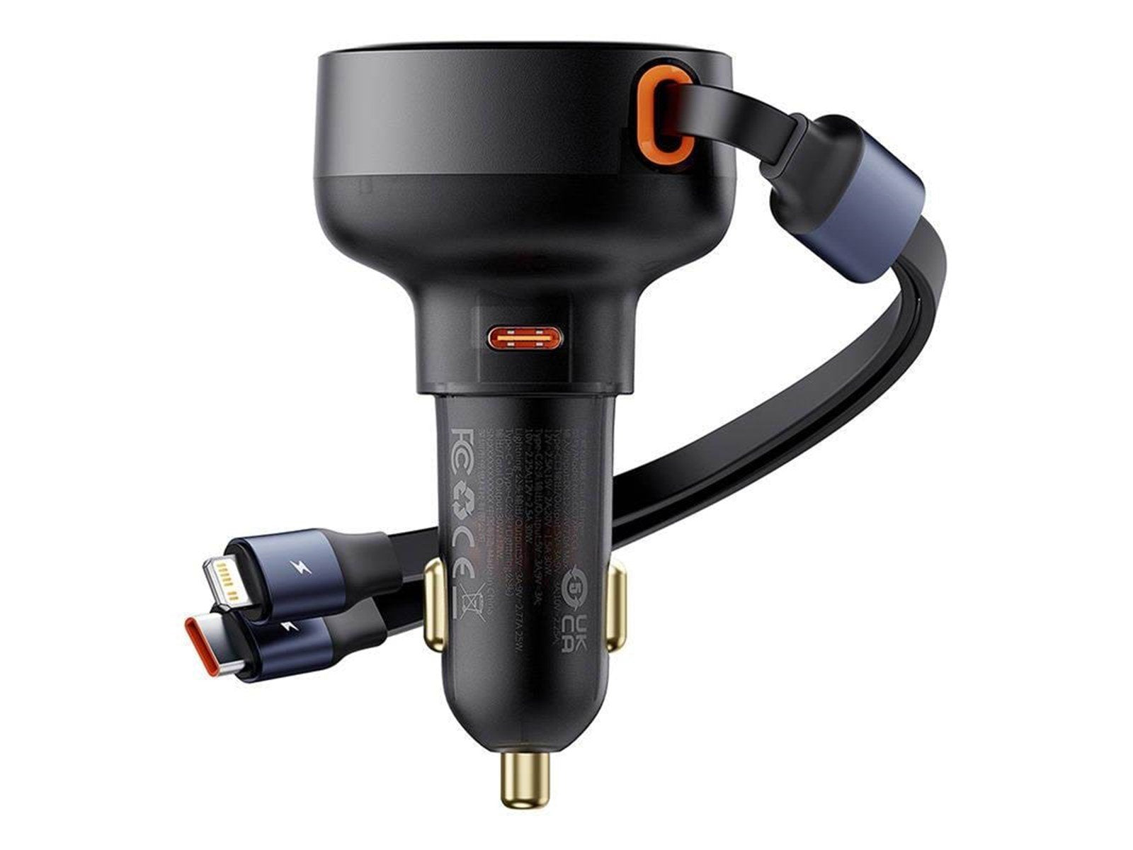 Baseus Car Charger  Enjoyment USB-C with USB-C cable and Lightning  60W (black)