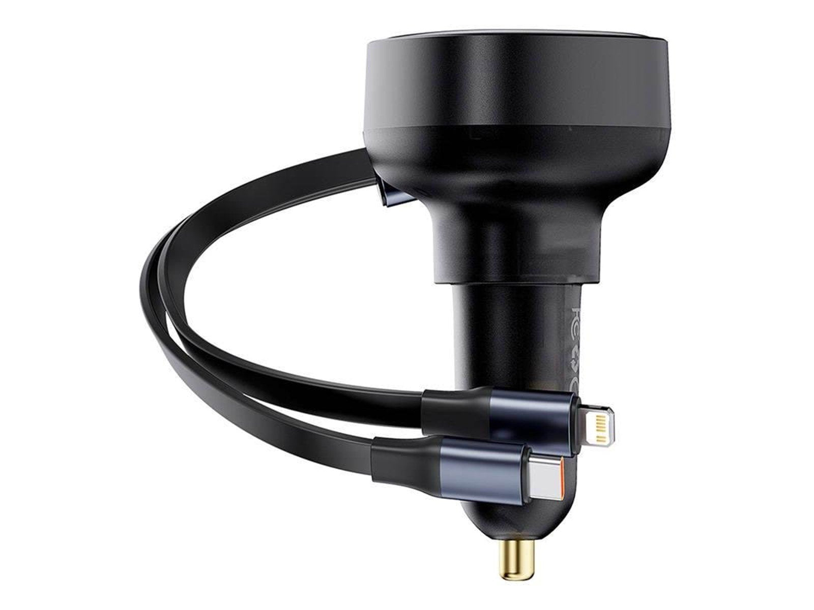 Baseus Car Charger  Enjoyment USB-C with USB-C cable and Lightning  60W (black)