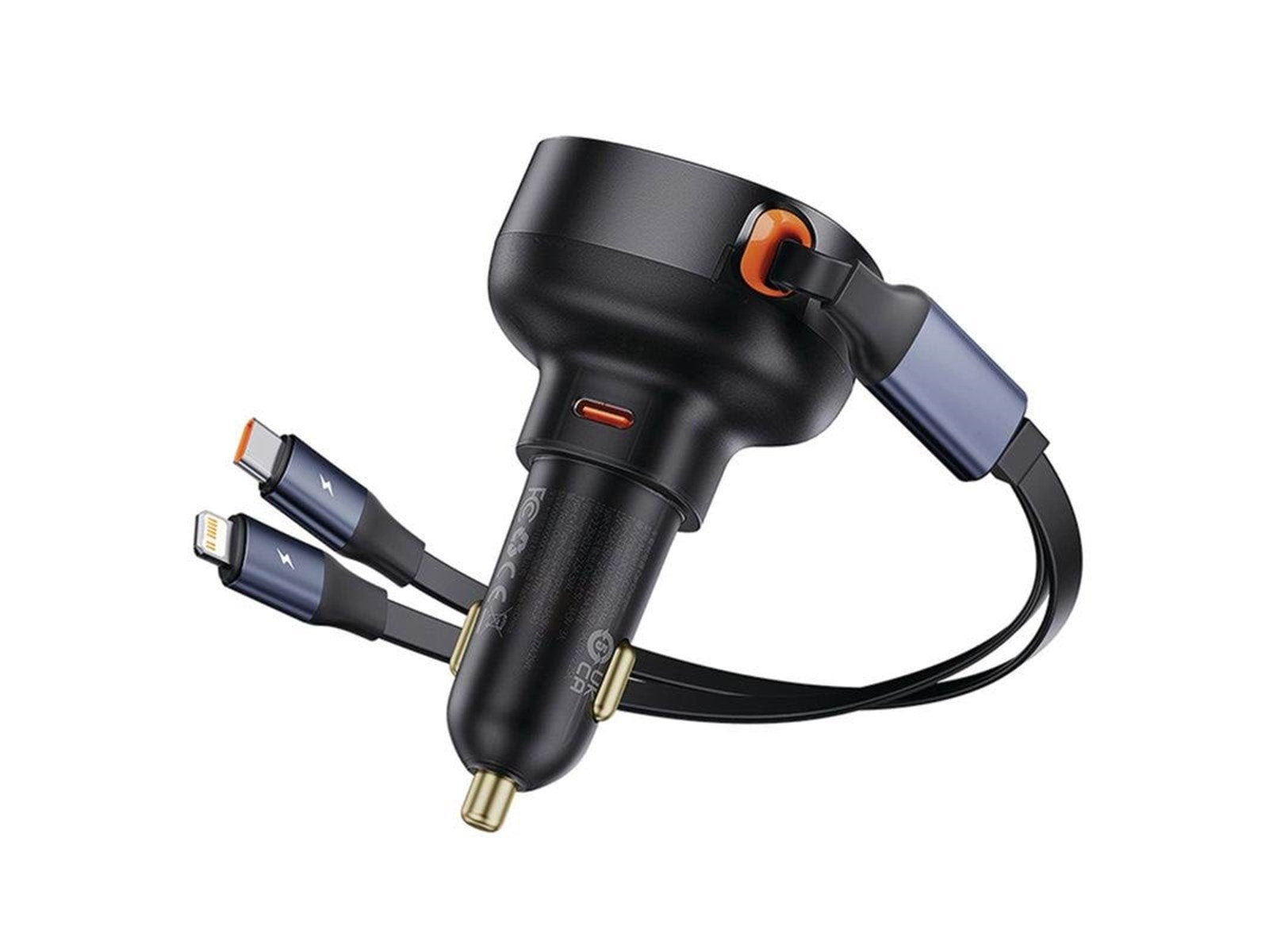 Baseus Car Charger  Enjoyment USB-C with USB-C cable and Lightning  60W (black)