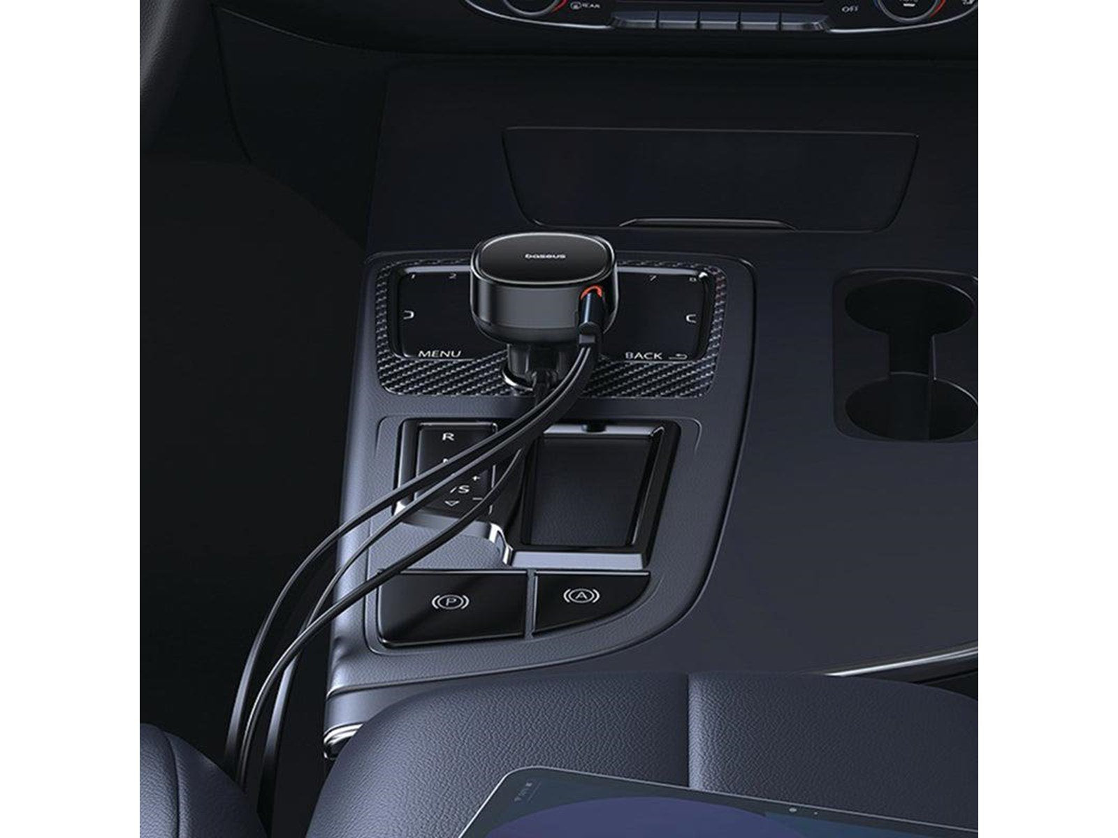 Baseus Car Charger  Enjoyment USB-C with USB-C cable and Lightning  60W (black)