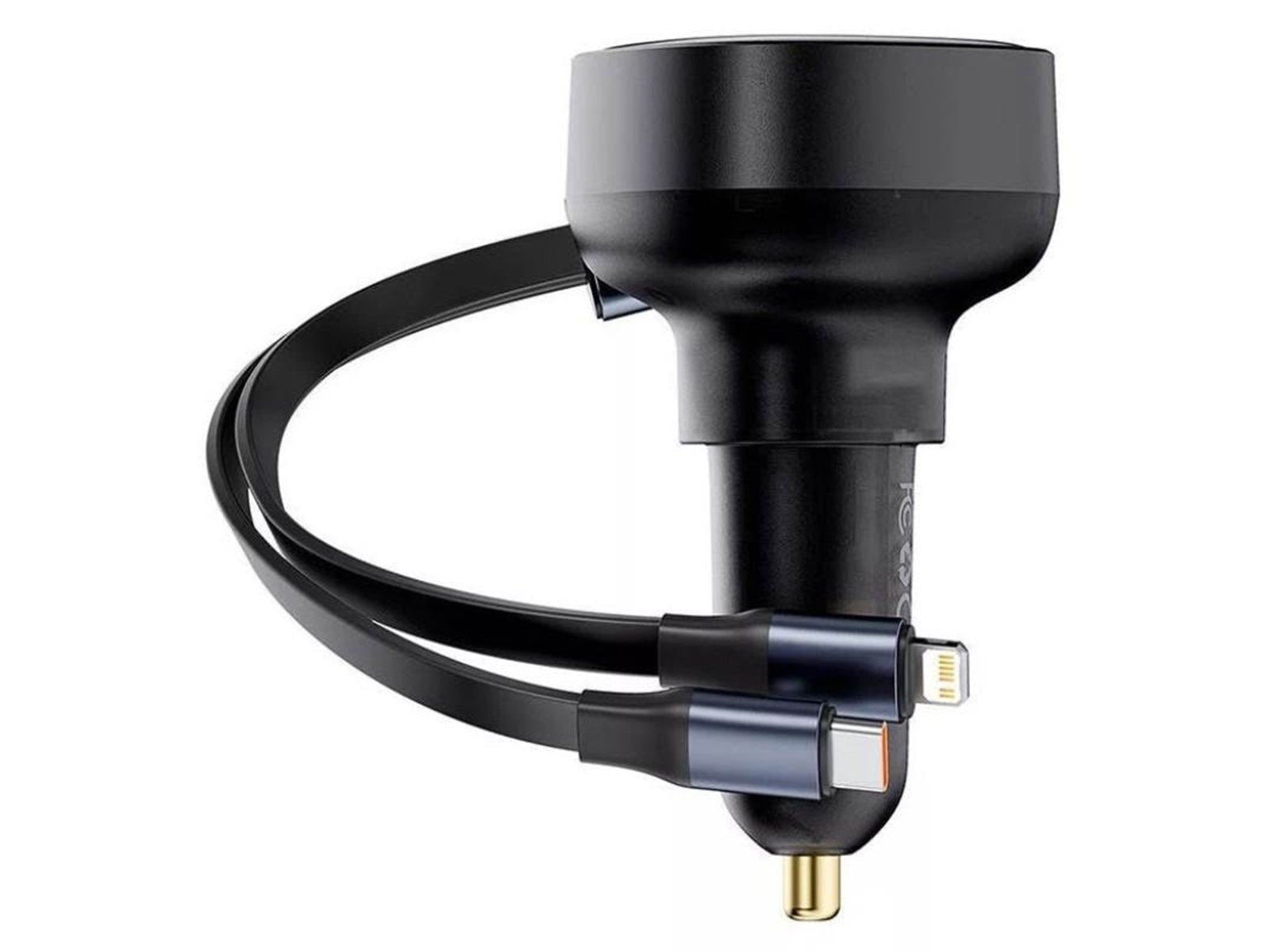 Baseus Car Charger  Enjoyment USB with USB-C cable and Lightning  60W (black)