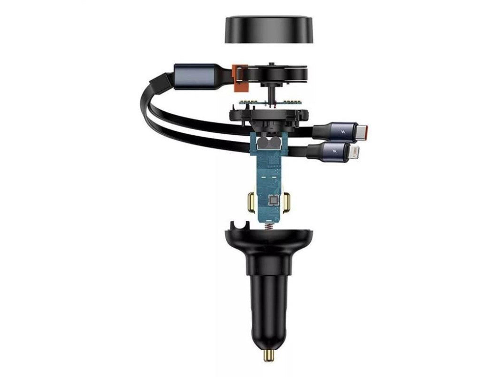 Baseus Car Charger  Enjoyment USB with USB-C cable and Lightning  60W (black)