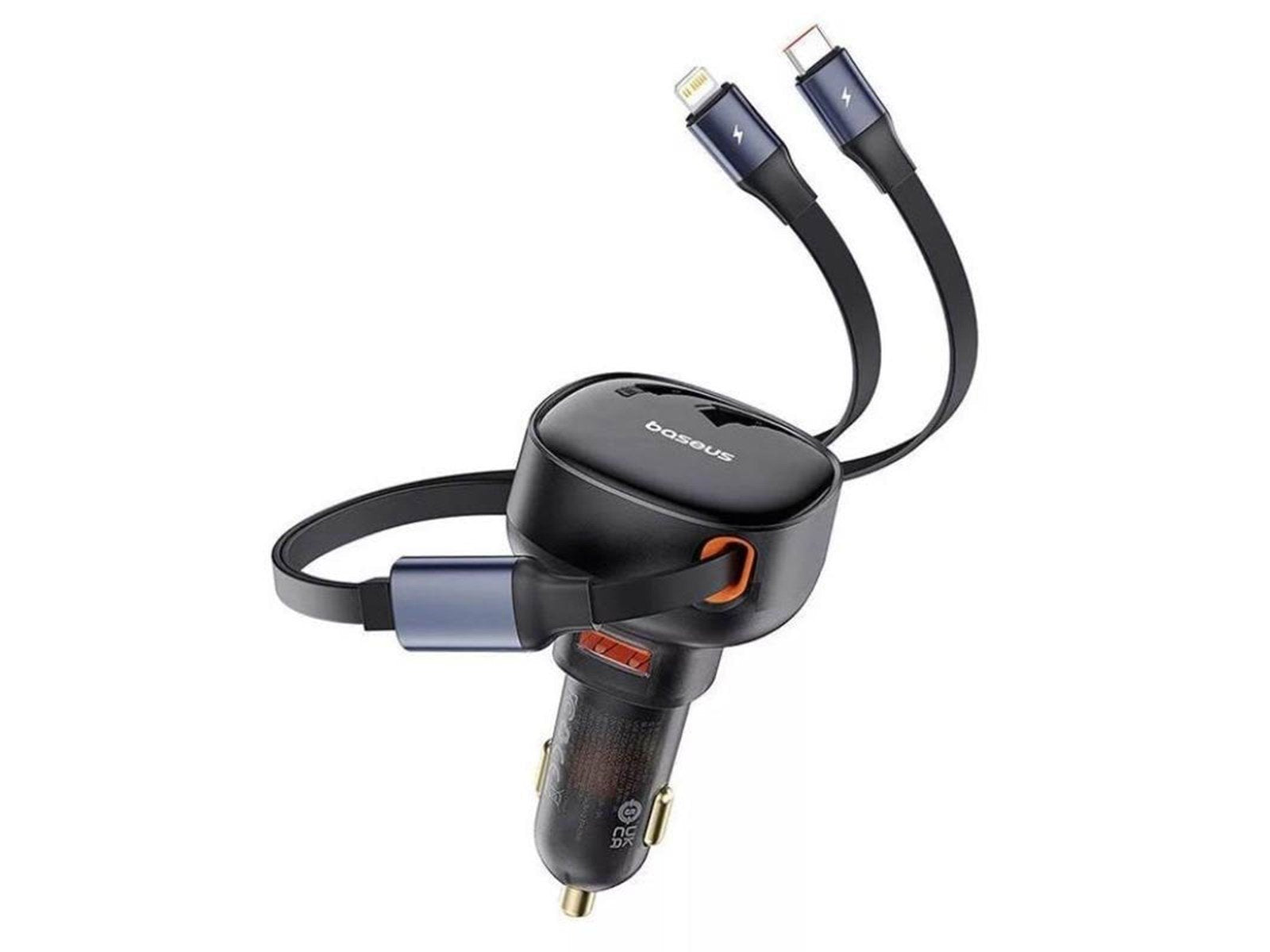 Baseus Car Charger  Enjoyment USB with USB-C cable and Lightning  60W (black)