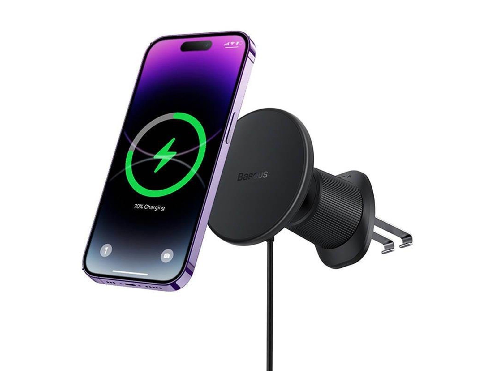 Baseus magnetic Car Phone Holder  with wireless charging CW01 (Black)
