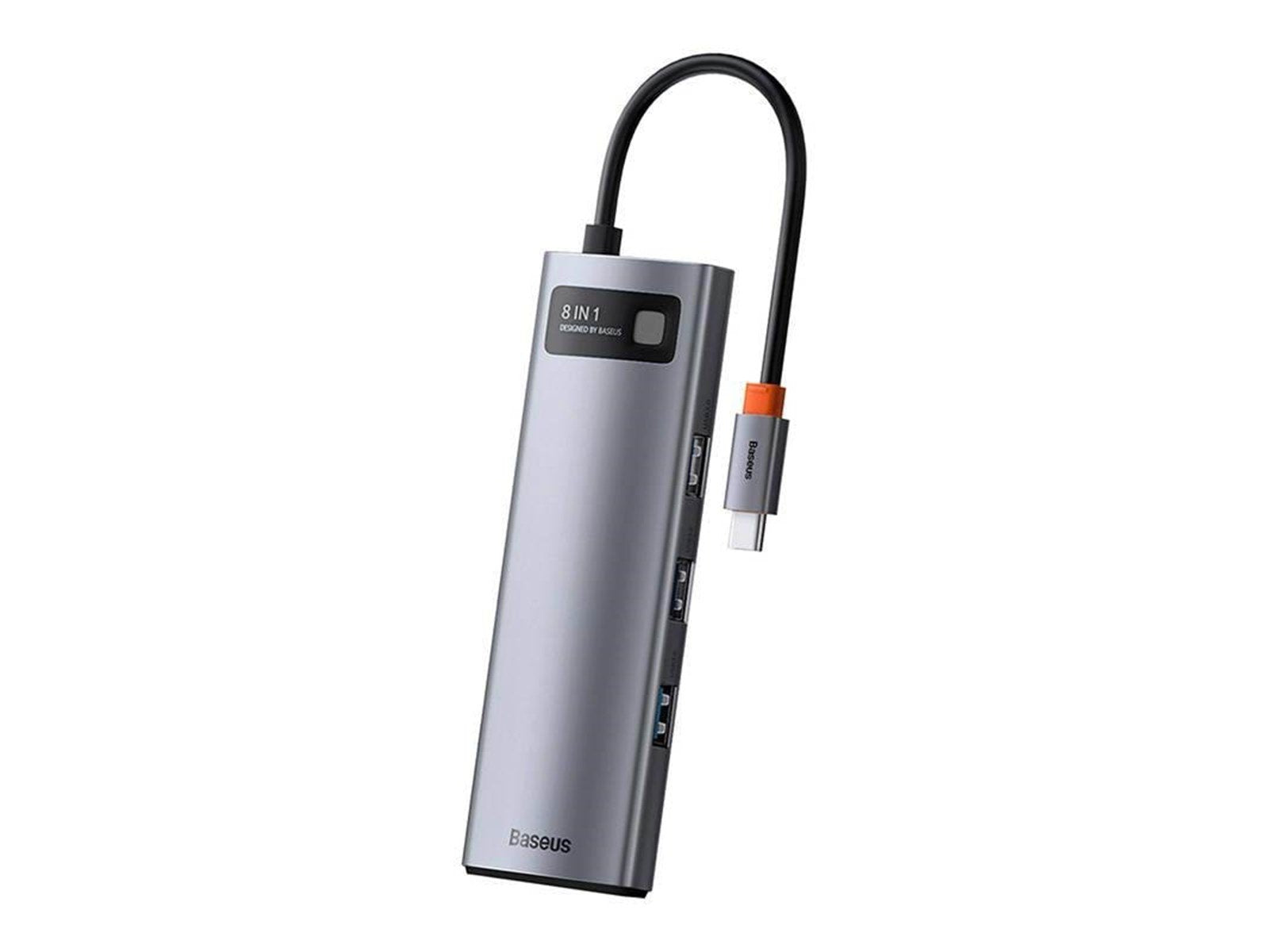 Baseus Hub 8in1 Metal Gleam Series USB-C to 3x USB 3.0 + HDMI + USB-C PD + Ethernet RJ45 + microSD/SD USB-Hubs - USB 3.0 - 7 - G