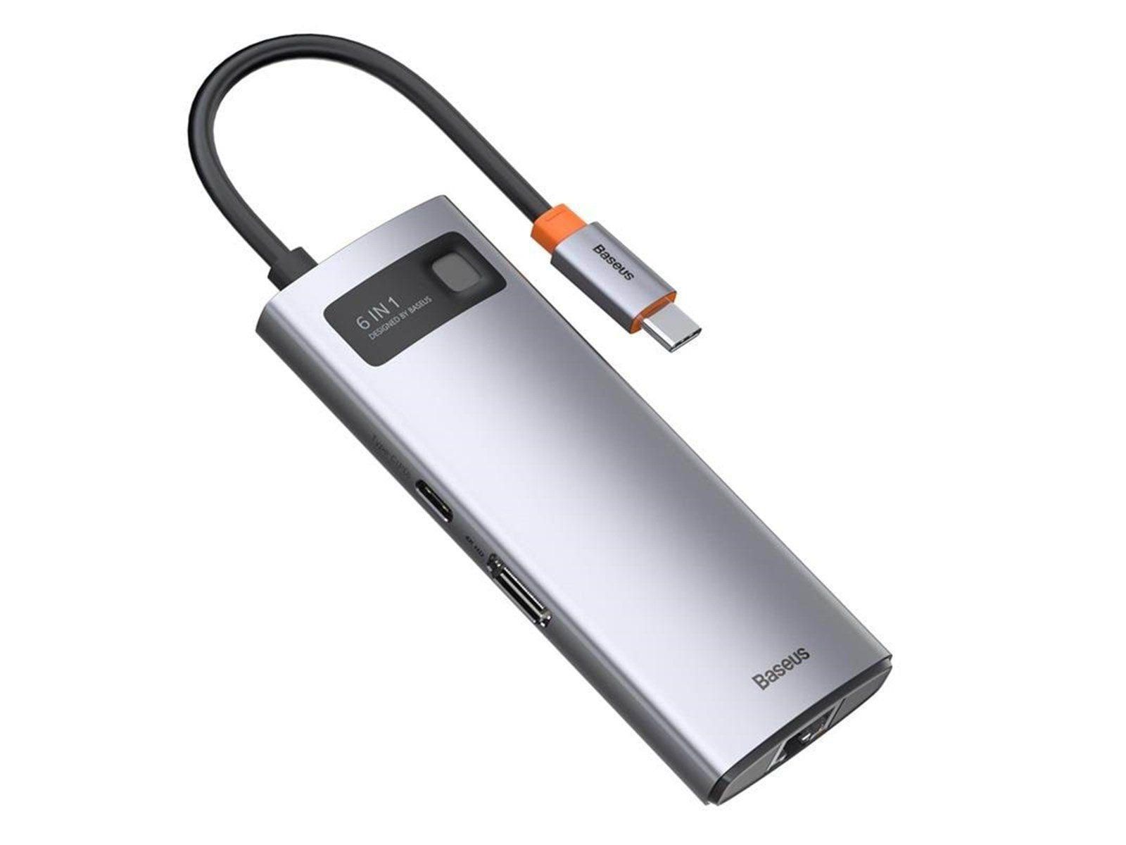 Baseus Hub 6in1 Metal Gleam Series USB-C to 3x USB 3.0 + HDMI + USB-C PD + Ethernet RJ45 USB-Hubs - USB 3.0 - 6 - Grau