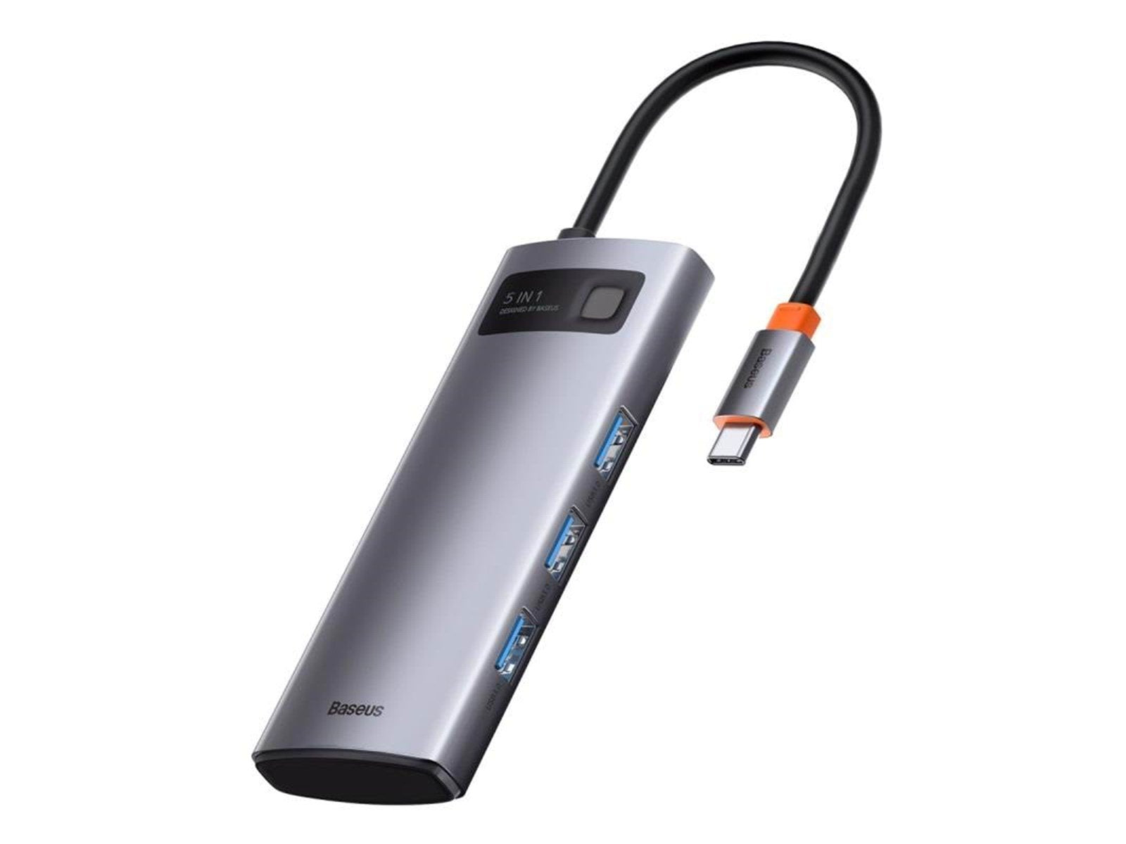 Baseus Hub 5in1 Metal Gleam Series USB-C to 3x USB 3.0 + HDMI + USB-C PD USB-Hubs - USB 3.0 - 5 - Grau