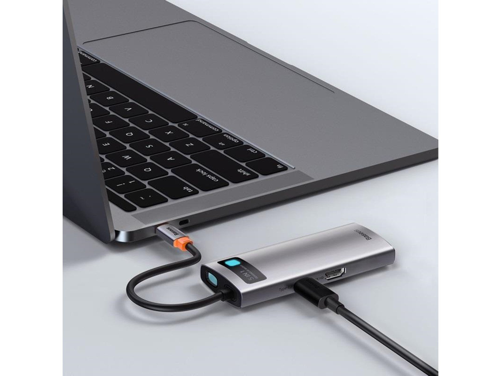 Baseus Hub 5in1 Metal Gleam Series USB-C to 3x USB 3.0 + HDMI + USB-C PD USB-Hubs - USB 3.0 - 5 - Grau