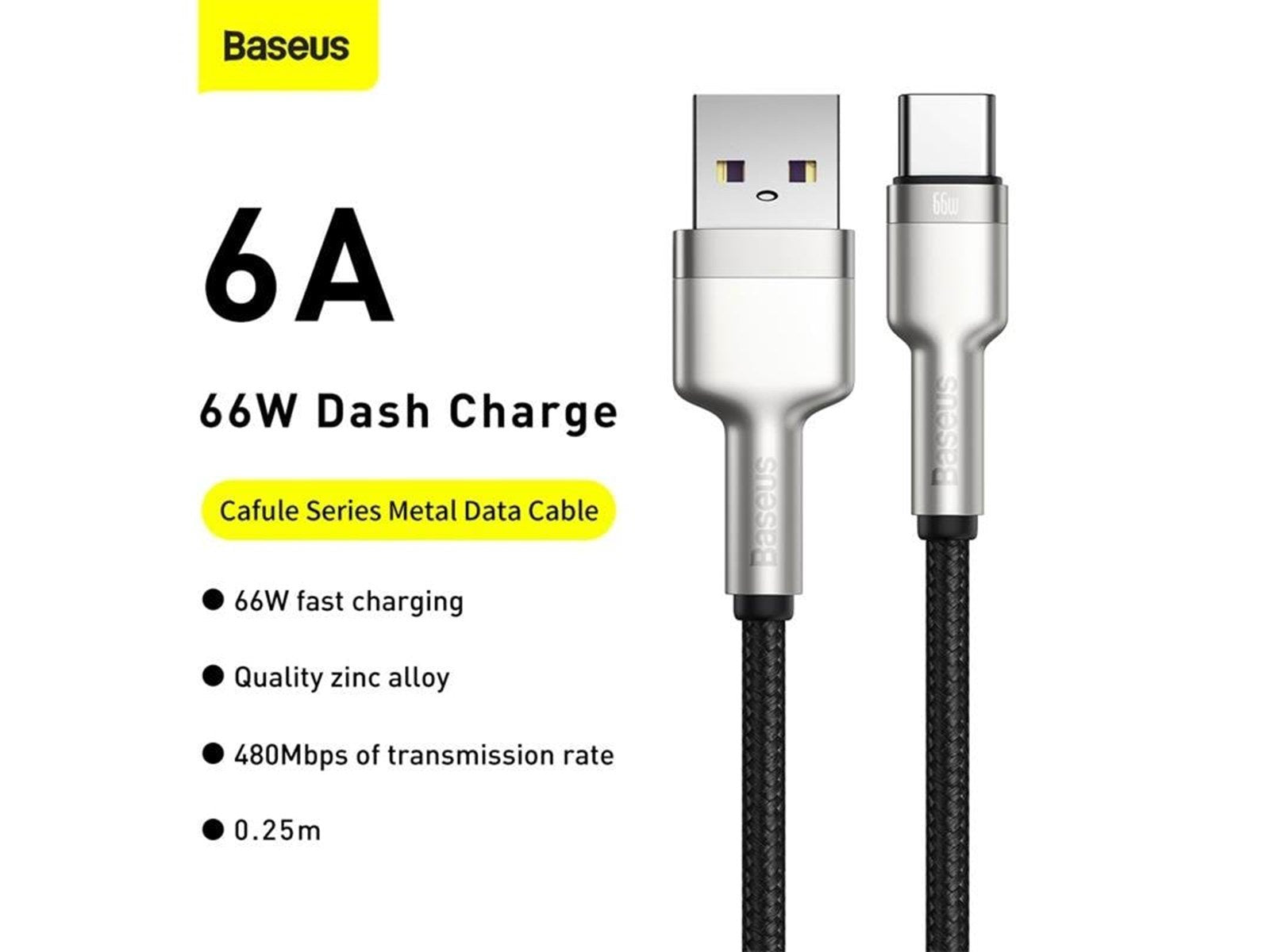 Baseus USB cable for USB-C  Cafule 66W 0.25m (black)