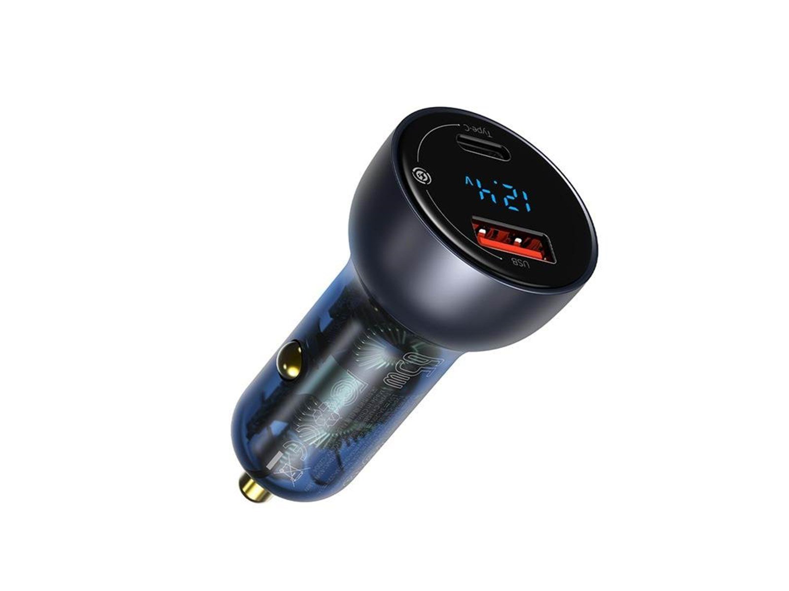 Baseus Dual Quick Charger Car Charger  Particular Digital Display QC+PPS 65W (grey)