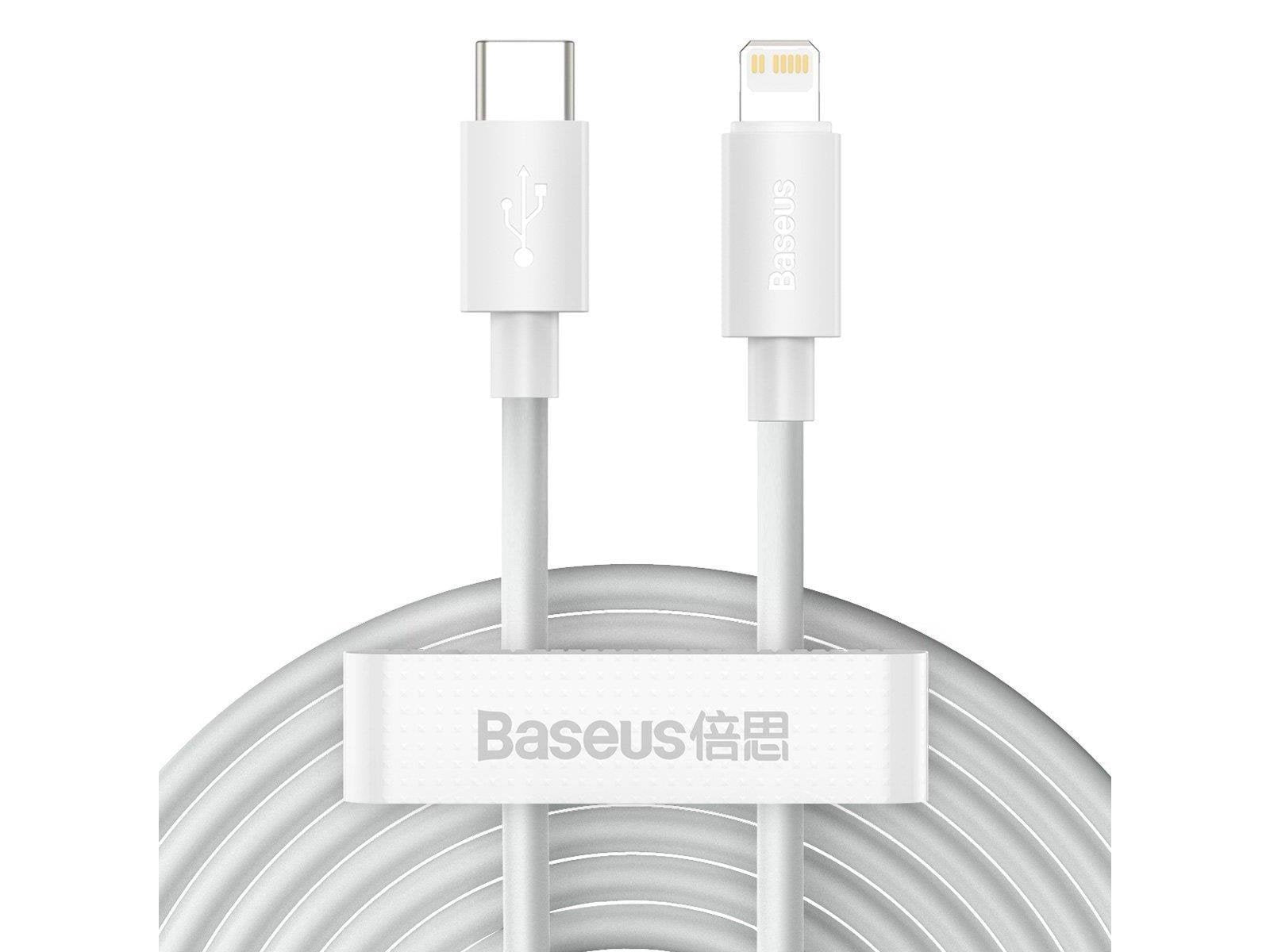 Baseus Simple Wisdom Data Cable Kit USB-C to Lightning PD 20W (2PCS/Set) 1.5m White