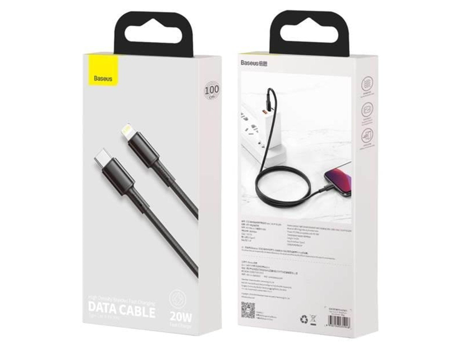Baseus High Density Braided Cable Type-C to Lightning PD 20W 1m (Black)