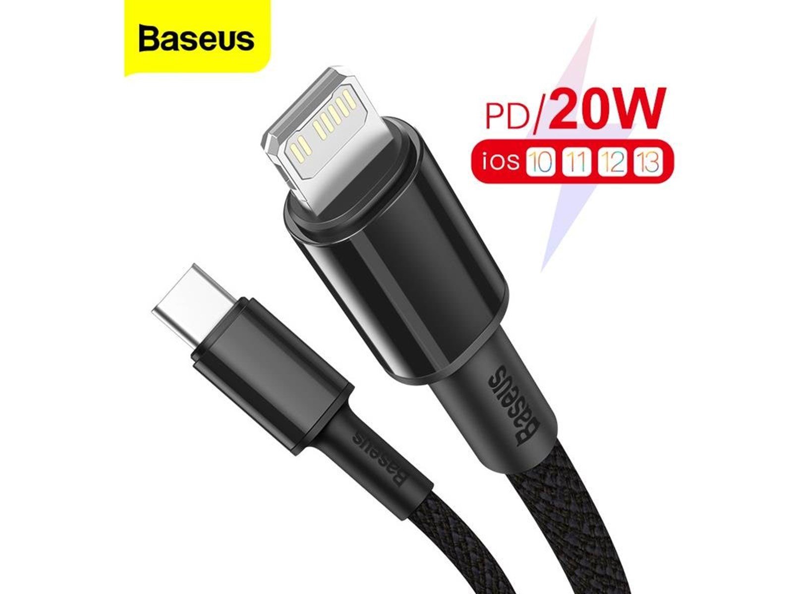 Baseus High Density Braided Cable Type-C to Lightning PD 20W 1m (Black)