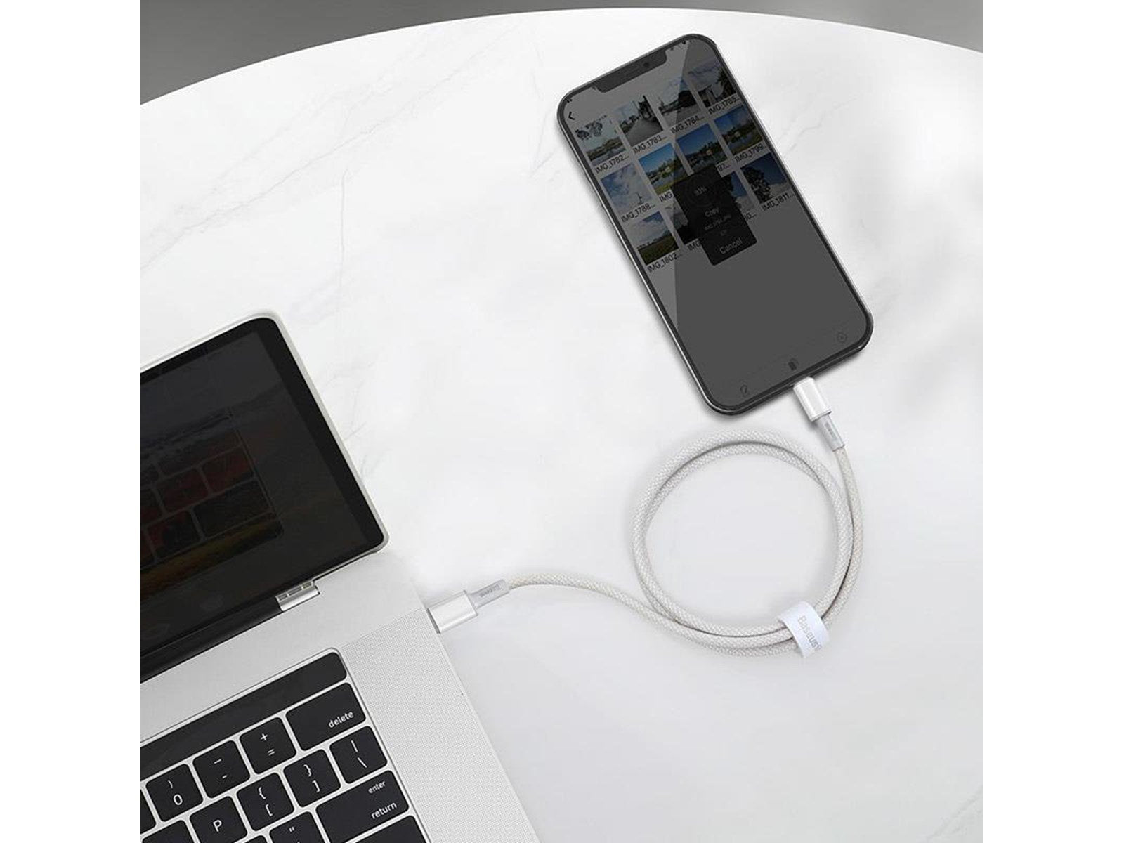 Baseus High Density Braided Cable Type-C to Lightning PD 20W 1m (white)