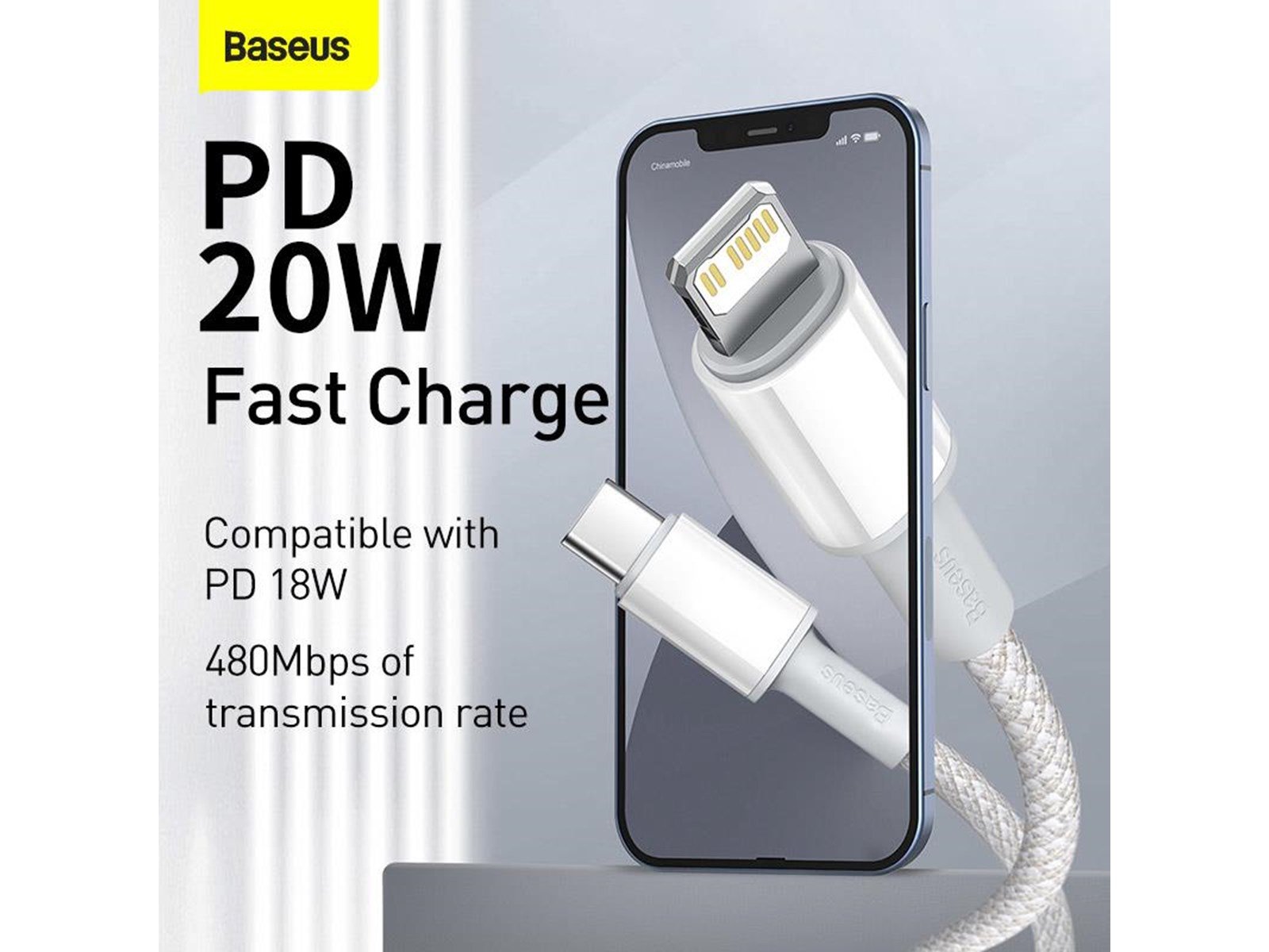 Baseus High Density Braided Cable Type-C to Lightning PD 20W 1m (white)