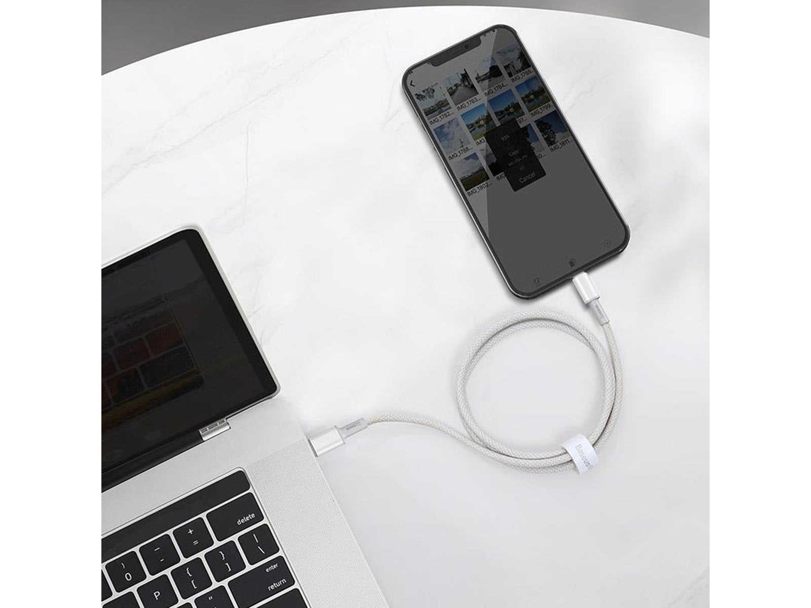Baseus High Density Braided Cable Type-C to Lightning PD 20W 1m (white)