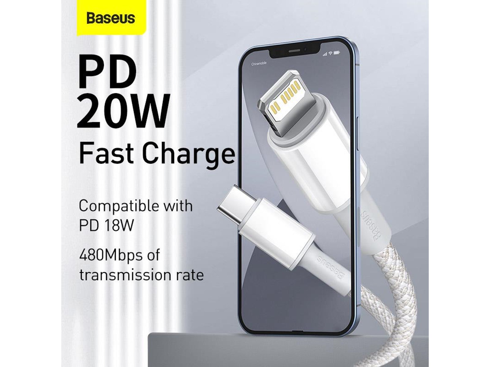 Baseus High Density Braided Cable Type-C to Lightning PD 20W 1m (white)