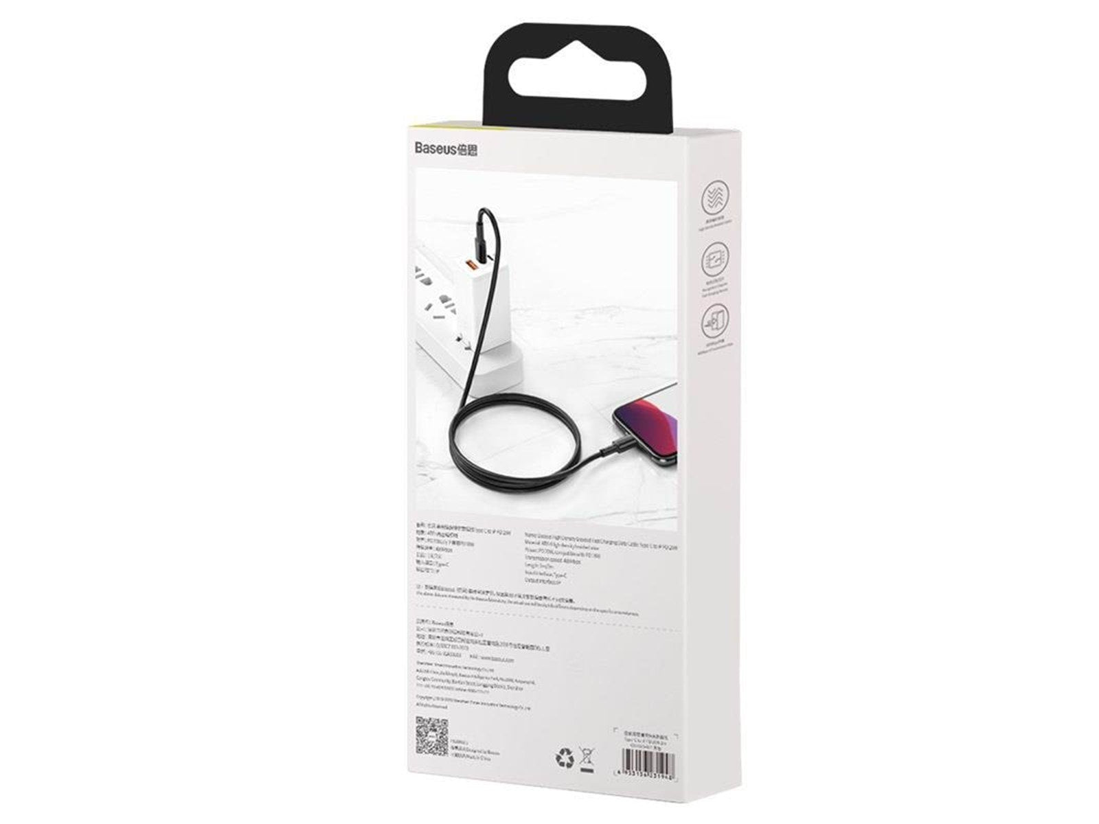 Baseus High Density Braided Cable Type-C to Lightning PD 20W 2m (Black)