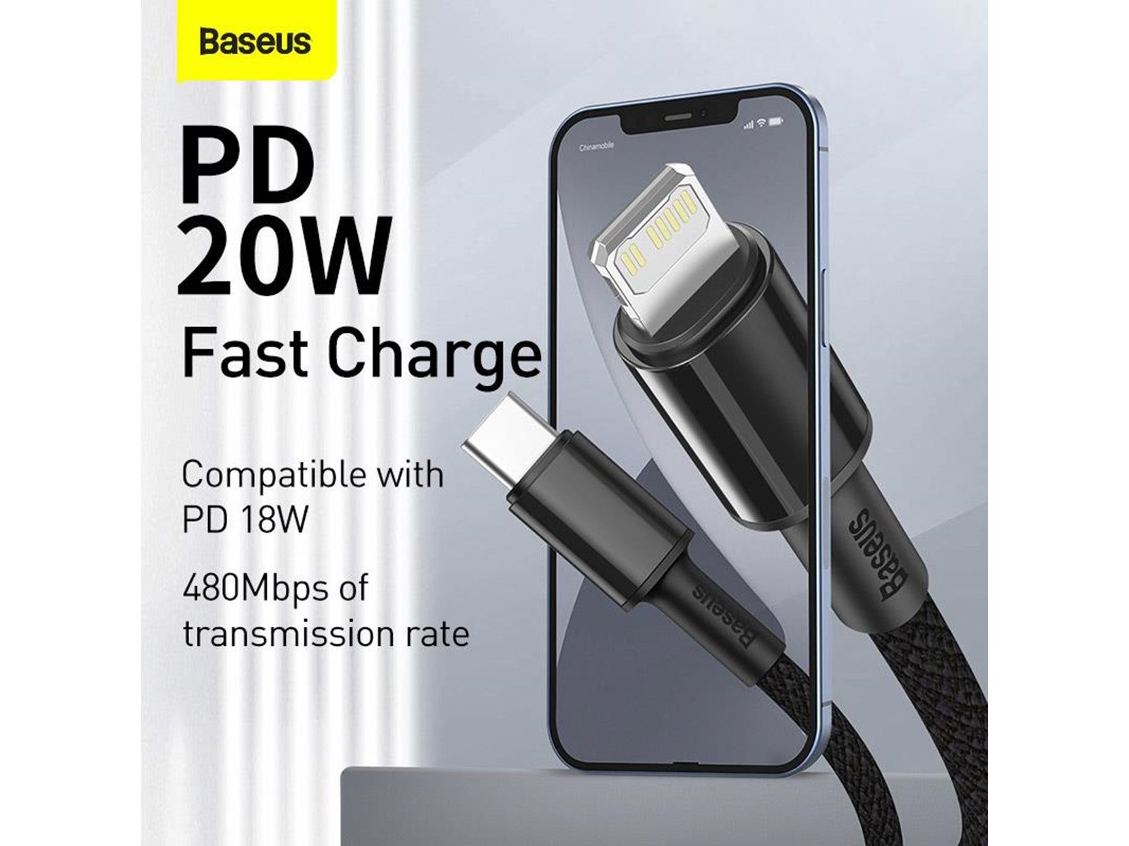 Baseus High Density Braided Cable Type-C to Lightning PD 20W 2m (Black)