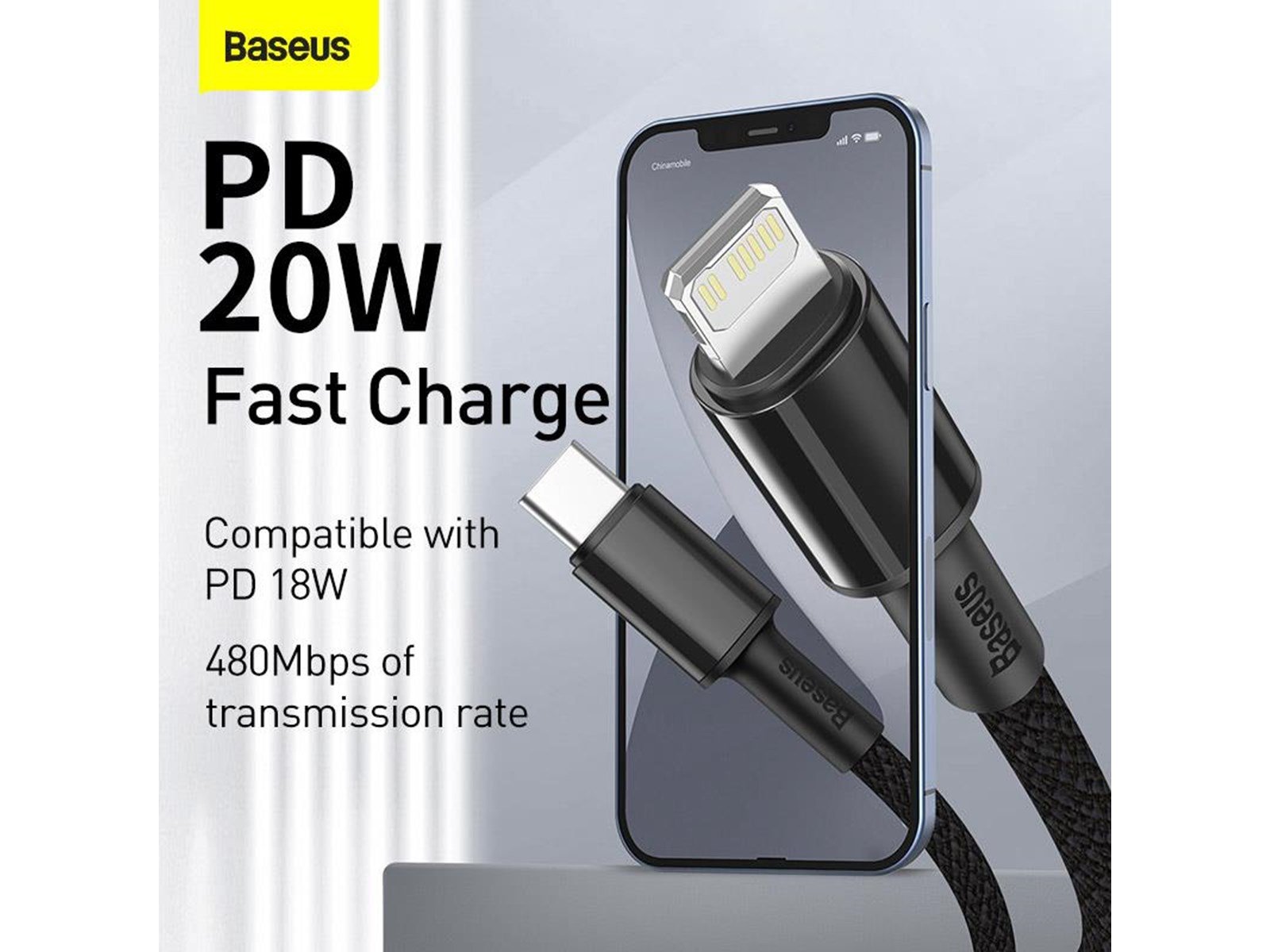 Baseus High Density Braided Cable Type-C to Lightning PD 20W 2m (Black)