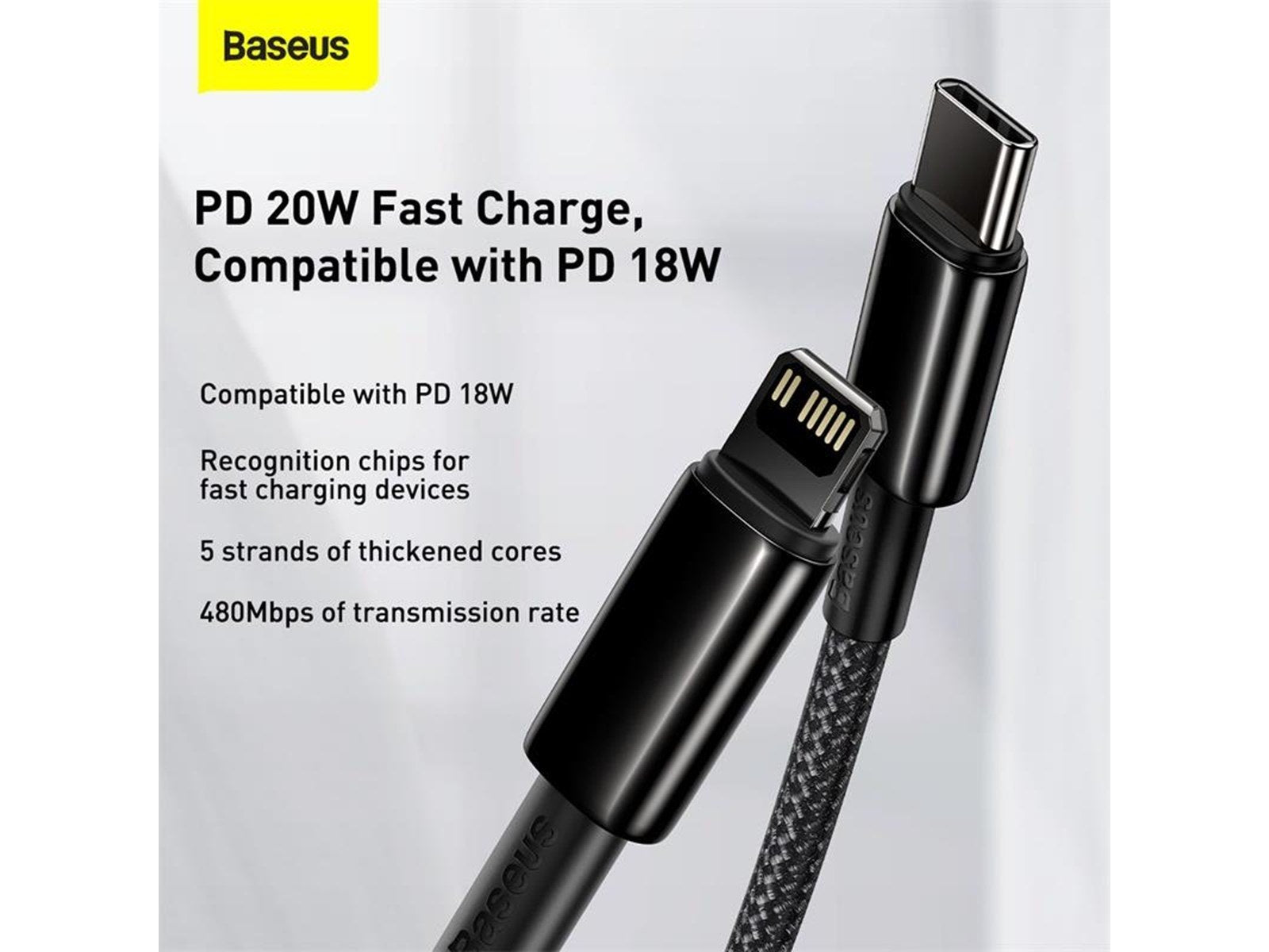 Baseus Tungsten Gold Cable Type-C to iP PD 20W 1m (black)