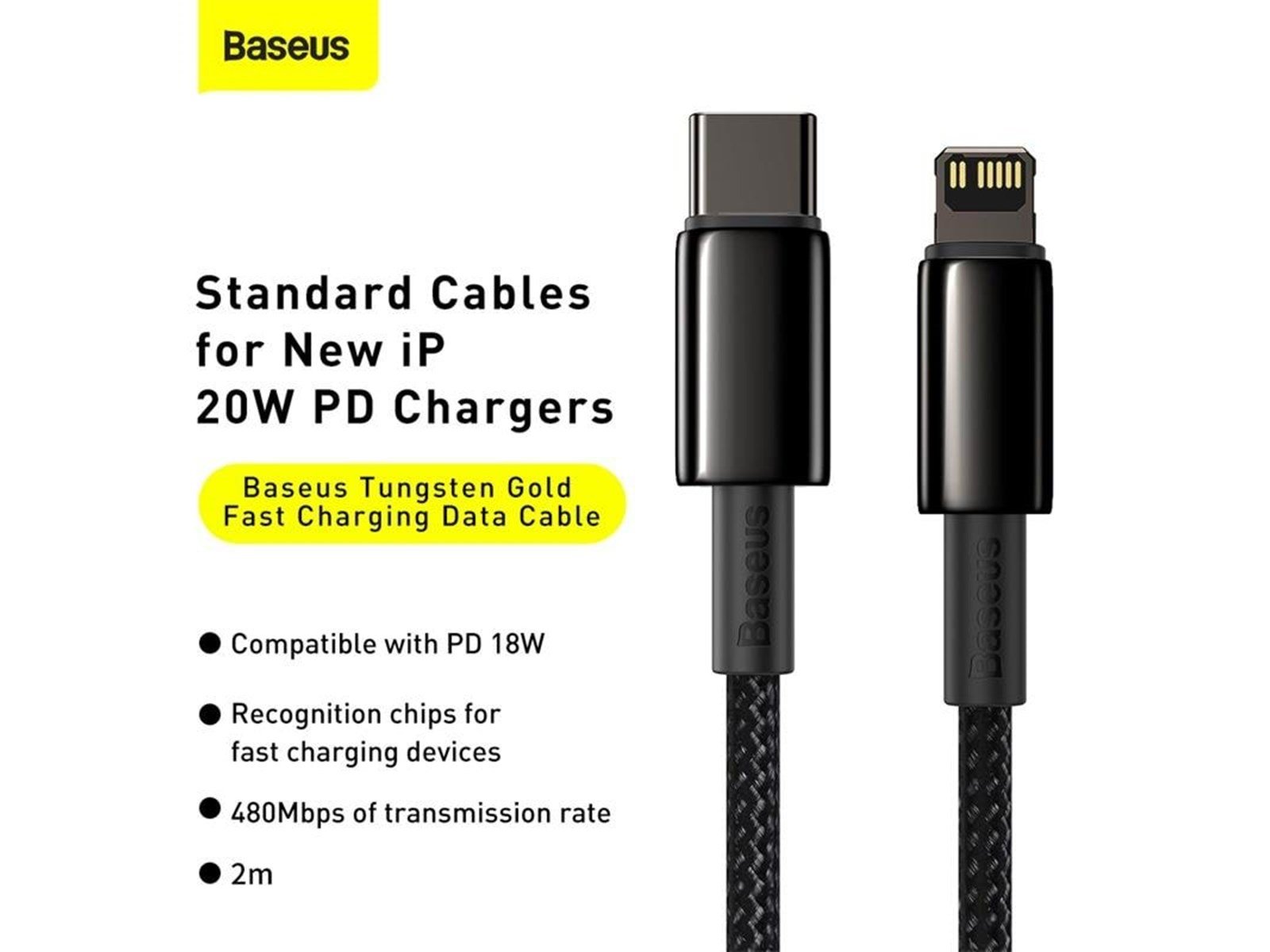 Baseus Tungsten Gold Cable Type-C to iP PD 20W 2m (black)