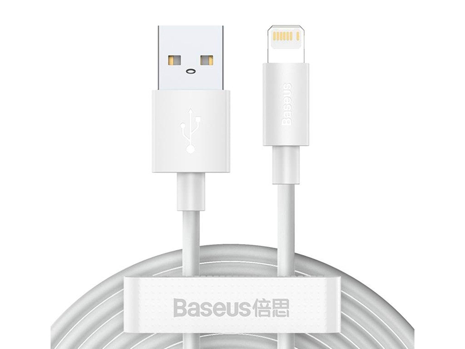 Baseus Simple Wisdom Data Cable Kit USB to Lightning 2.4A (2PCS/Set）1.5m White