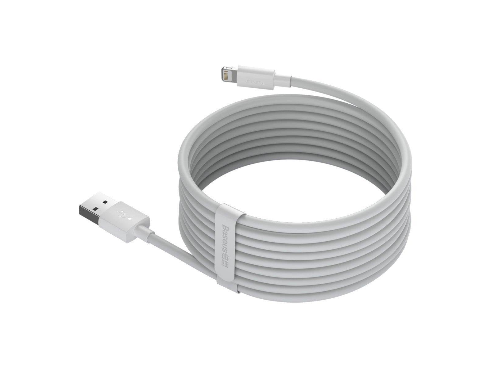 Baseus Simple Wisdom Data Cable Kit USB to Lightning 2.4A (2PCS/Set）1.5m White