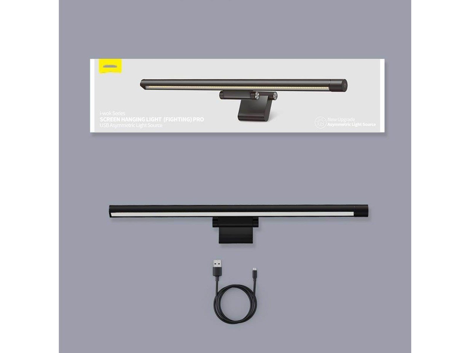 Baseus i-wok Pro series USB stepless dimming screen hanging light (fighting) Black