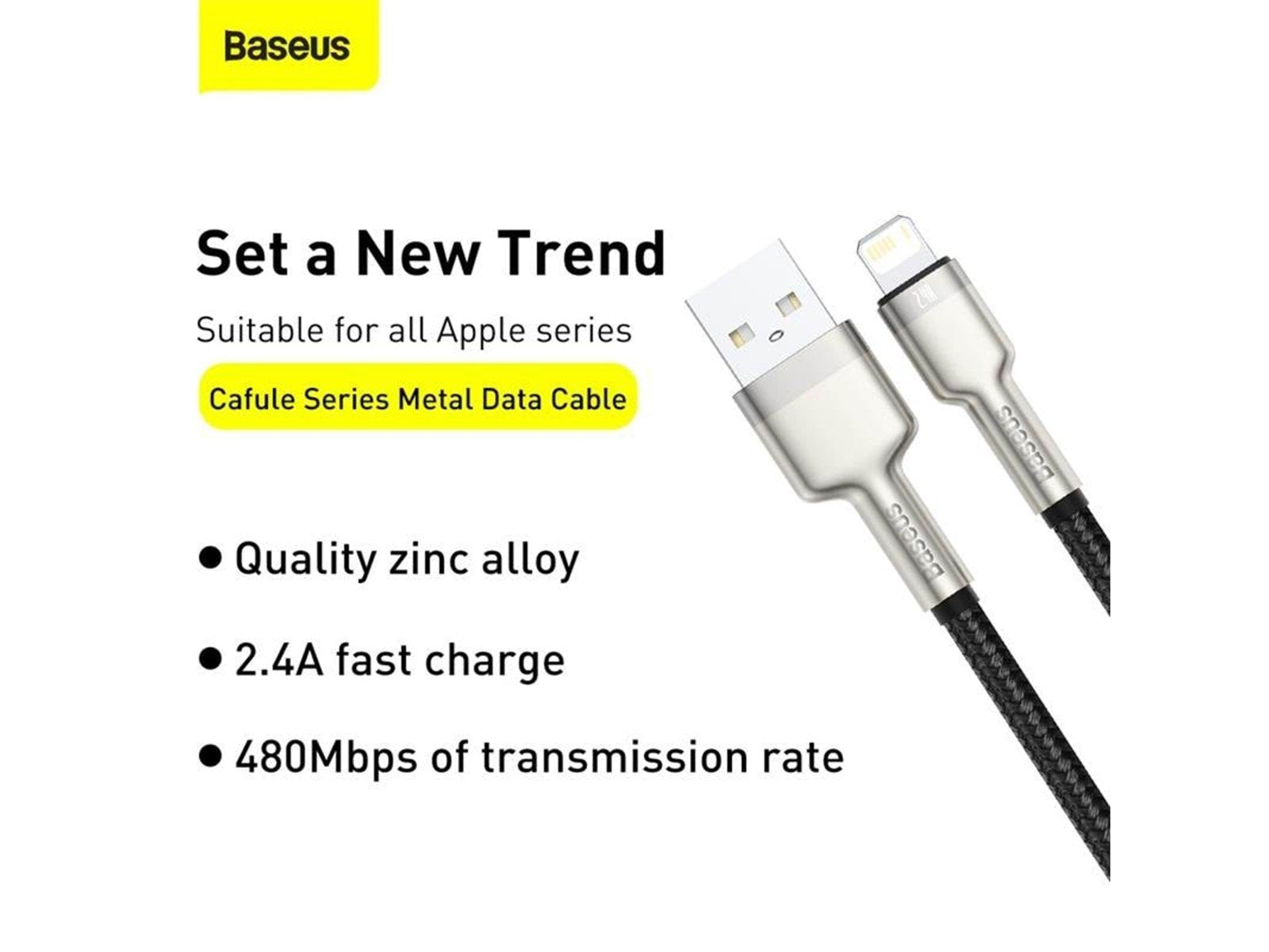 Baseus USB cable for Lightning  Cafule 2.4A 2m (black)