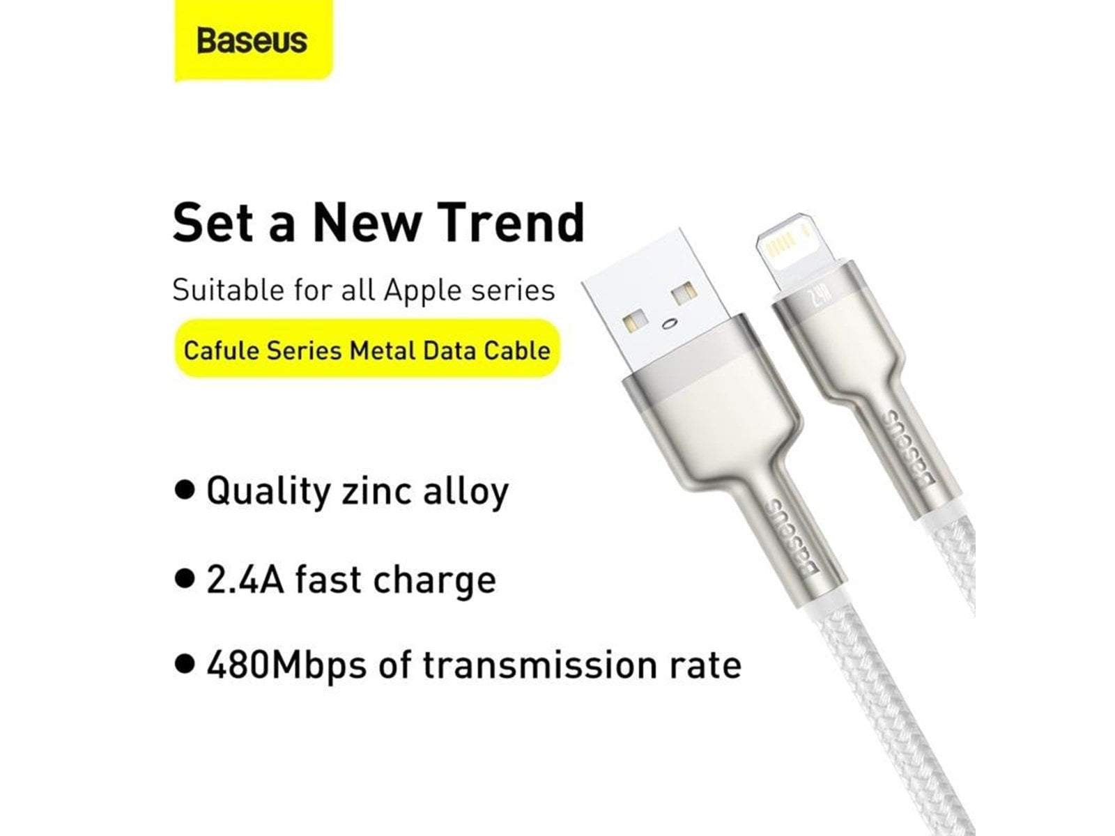 Baseus USB cable for Lightning  Cafule 2.4A 2m (white)