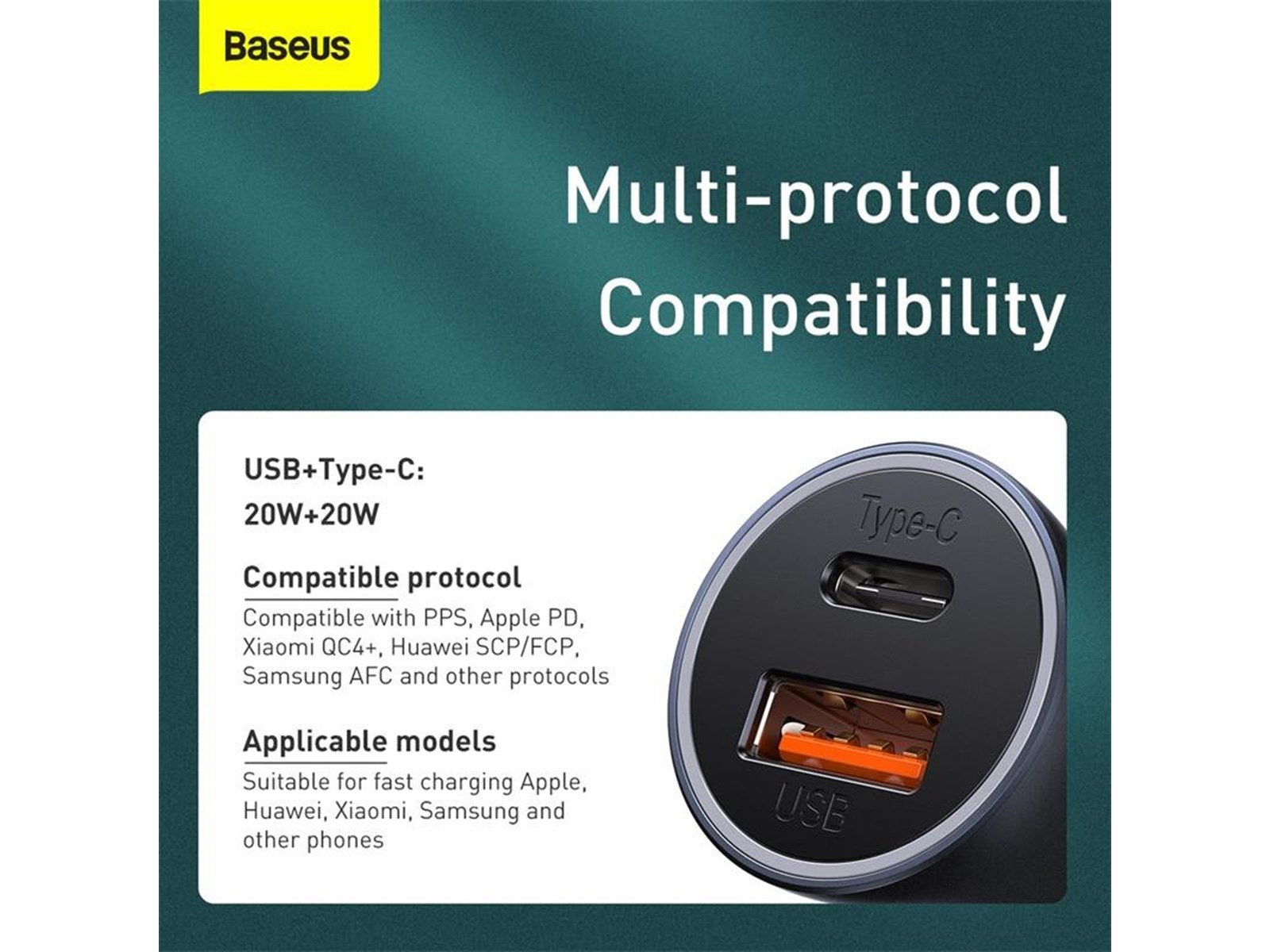 Baseus Golden Contactor Pro USB + USB-C 40W - Grey