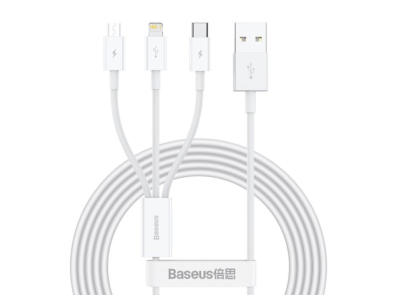 Baseus Superior Series USB to micro USB / USB-C / Lightning 3.5A 1.2m (white)