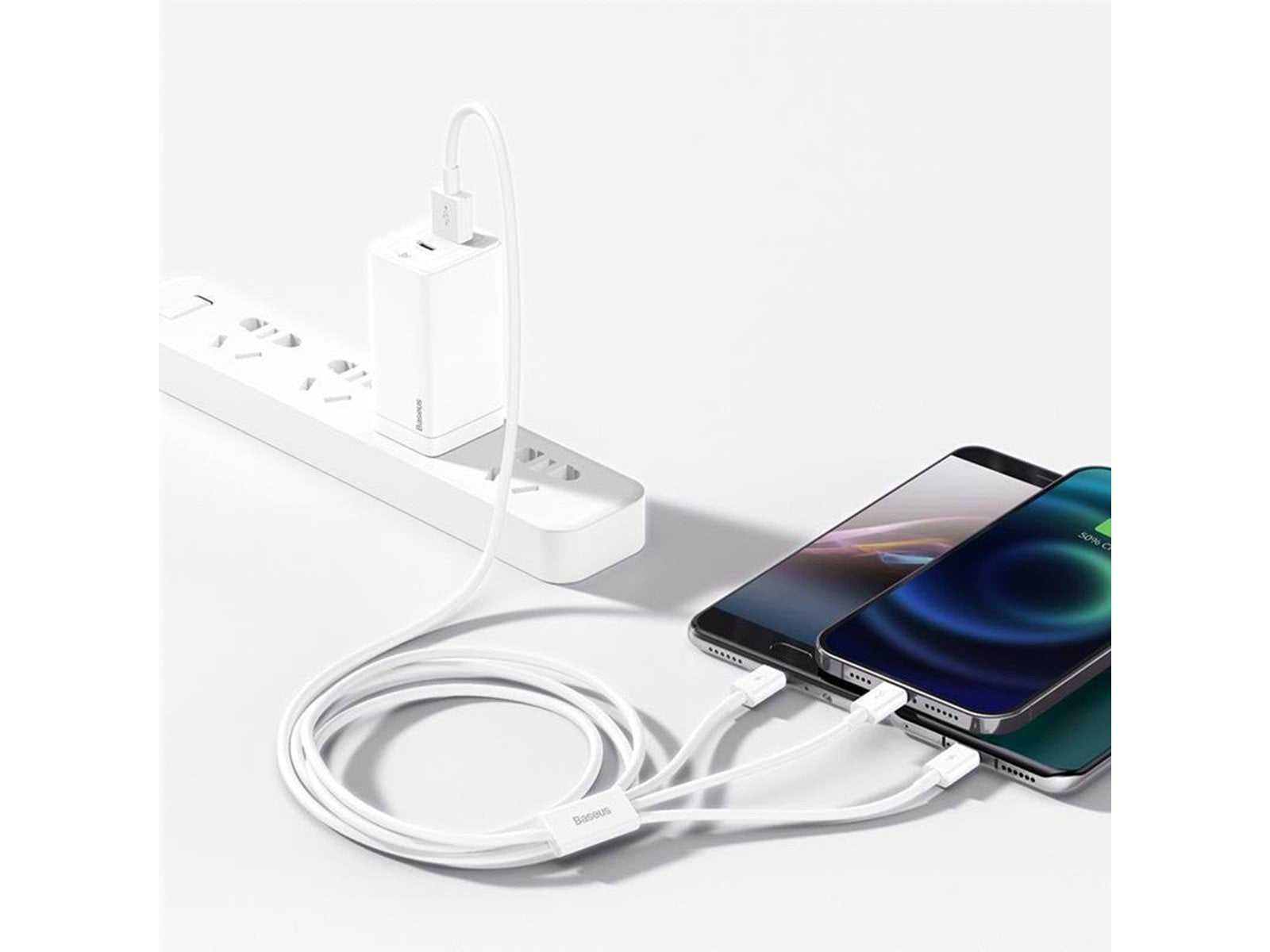Baseus Superior Series USB to micro USB / USB-C / Lightning 3.5A 1.2m (white)