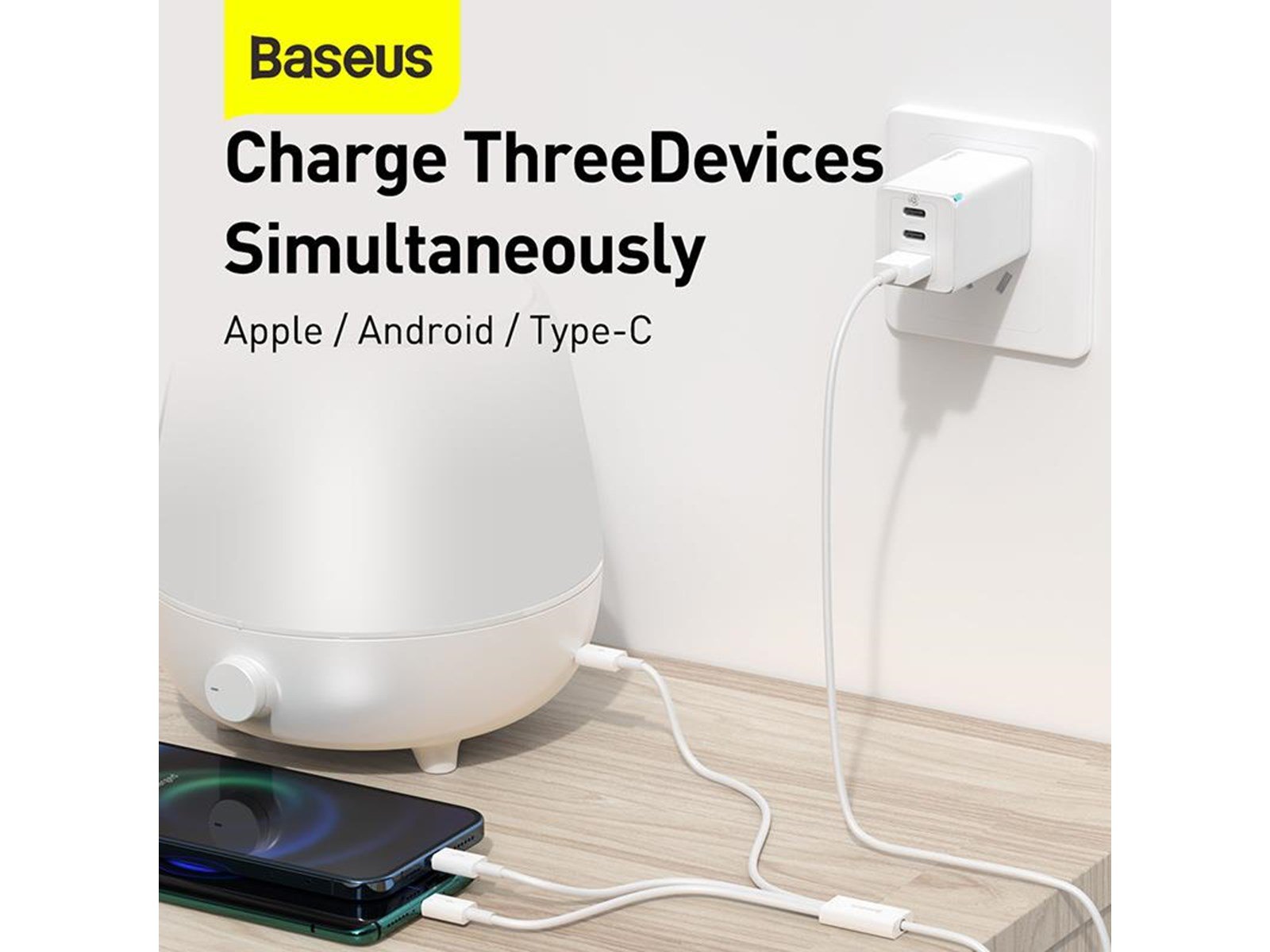 Baseus Superior Series USB to micro USB / USB-C / Lightning 3.5A 1.2m (white)
