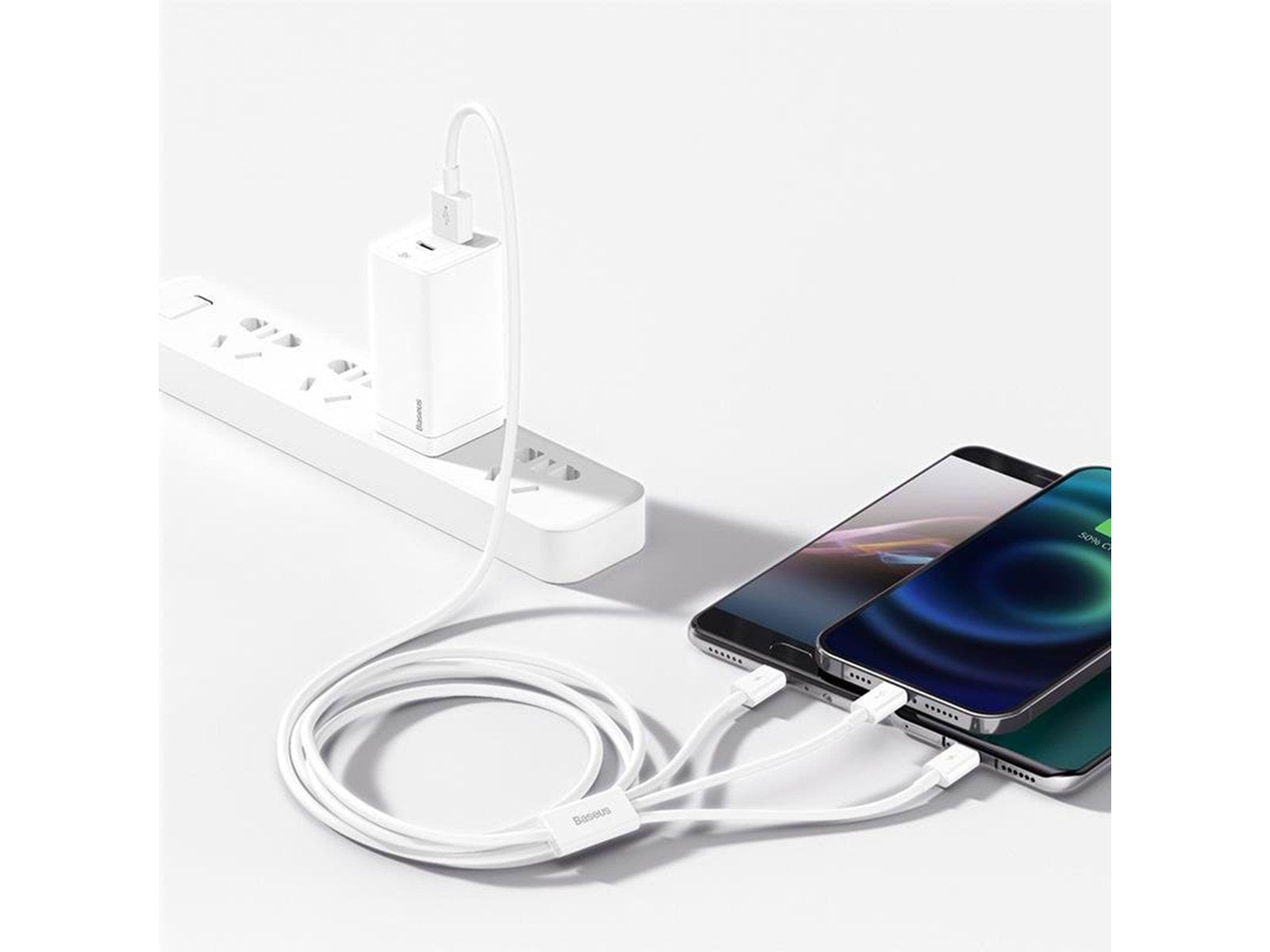 Baseus Superior Series USB to micro USB / USB-C / Lightning 3.5A 1.2m (white)