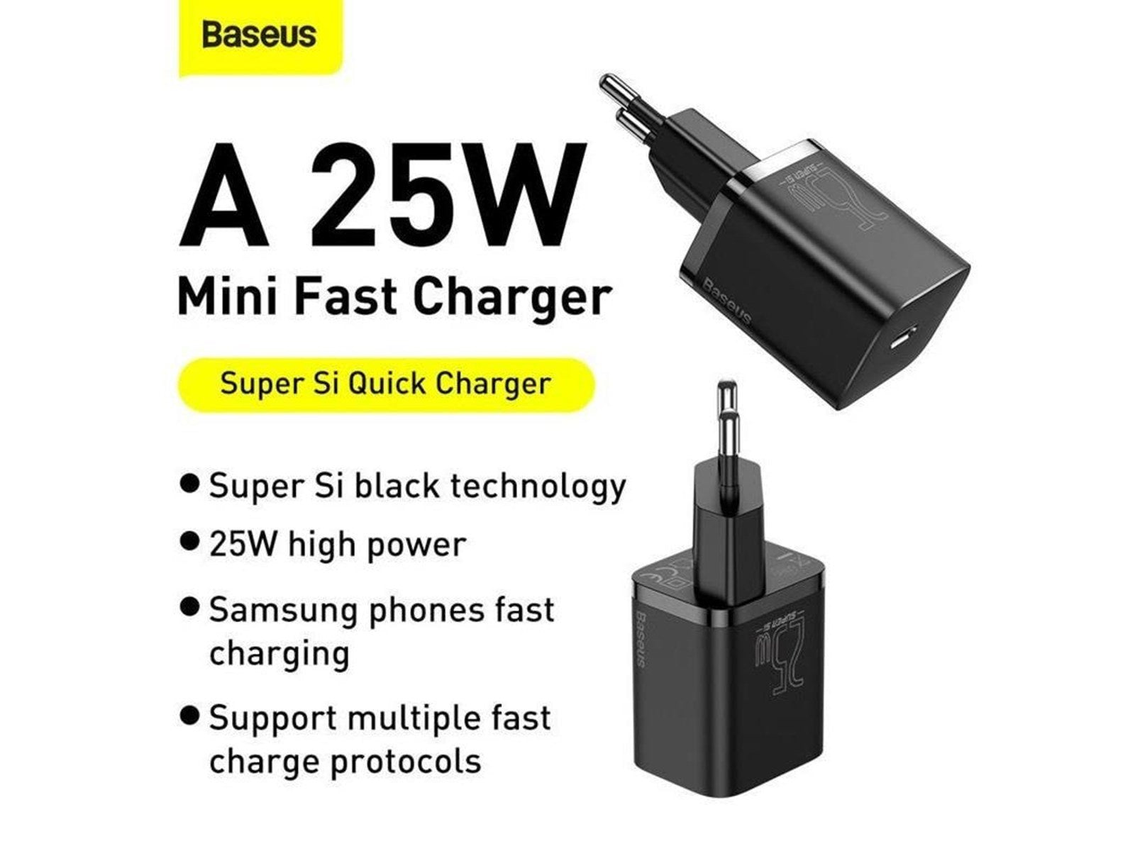 Baseus Super Si Quick Charger 1C 25W with USB-C cable for USB-C 1m (black)