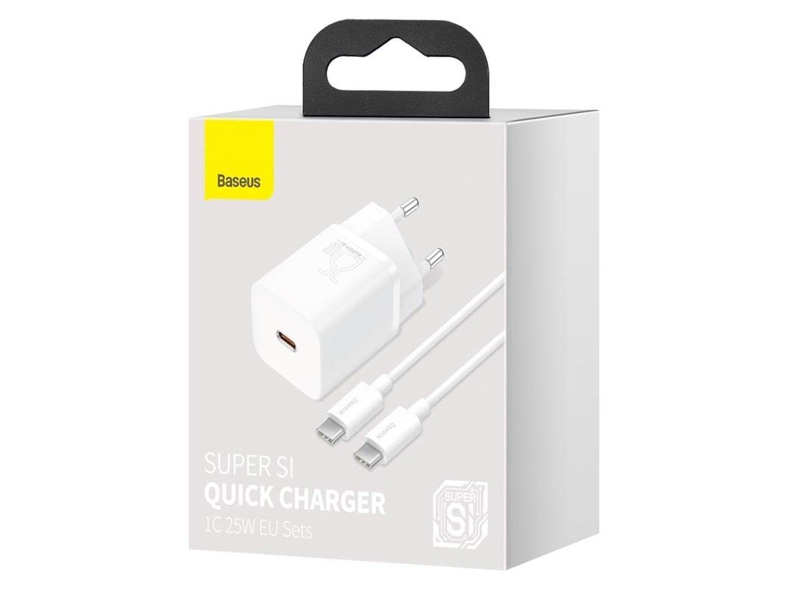 Baseus Super Si Quick Charger 1C 25W with USB-C cable for USB-C 1m (white)