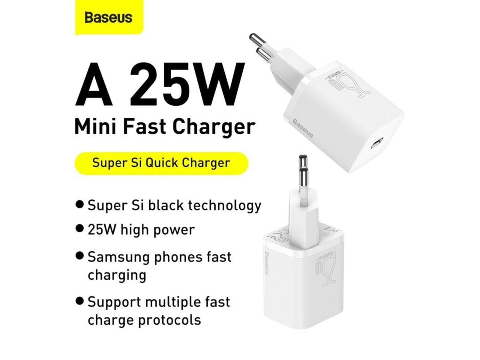 Baseus Super Si Quick Charger 1C 25W with USB-C cable for USB-C 1m (white)
