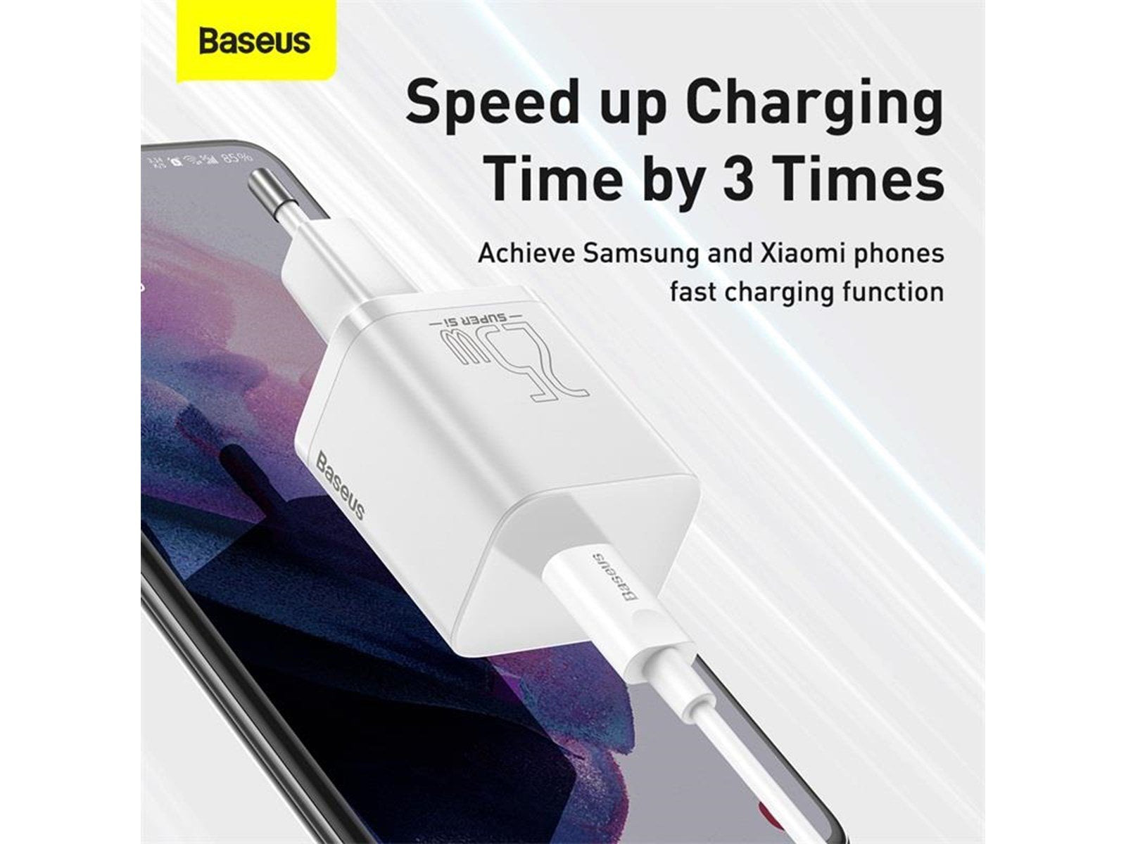 Baseus Super Si Quick Charger 1C 25W with USB-C cable for USB-C 1m (white)