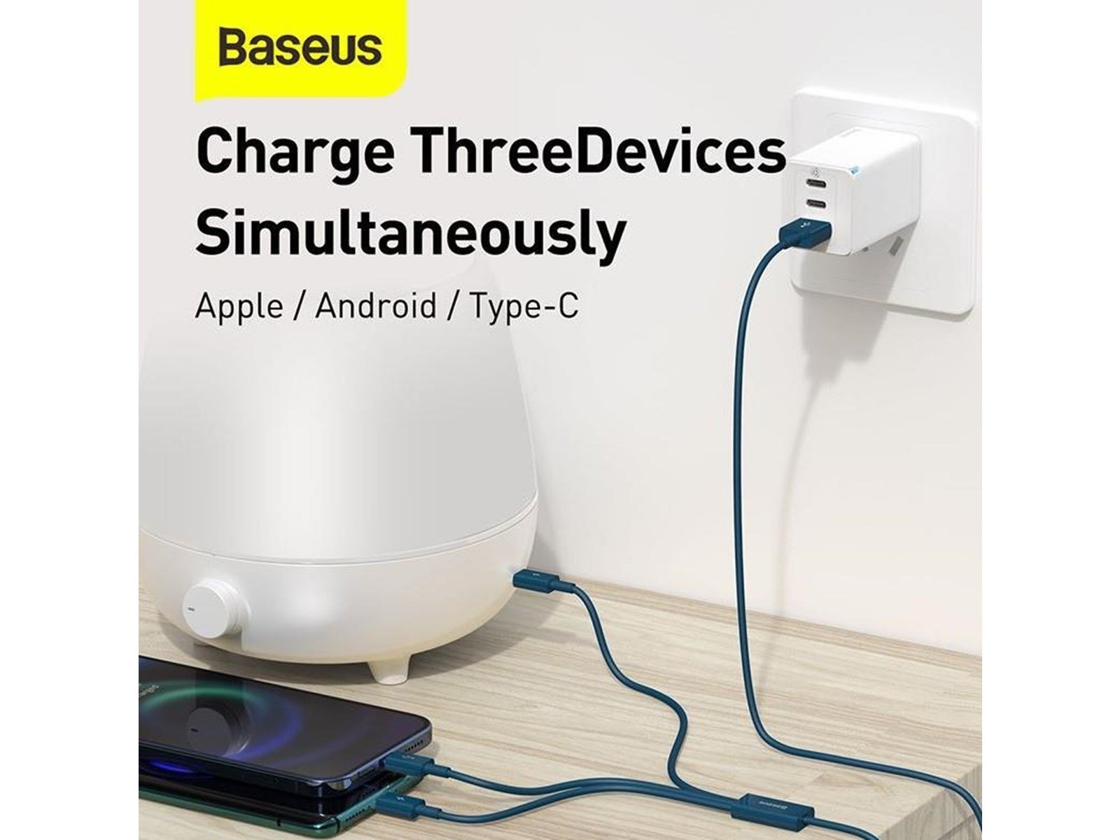 Baseus Superior Series USB to micro USB / USB-C / Lightning 3.5A 1.2m (blue)