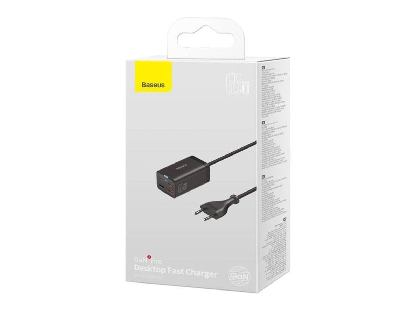 Baseus GaN3 Pro 4 Ports Desktop Charger 2x USB-C 2x USB 65W - Black