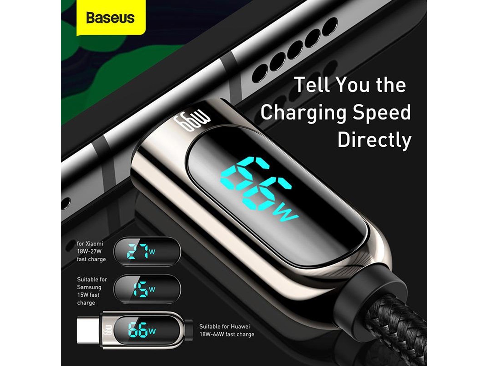 Baseus Display Cable USB to Type-C 66W 1m (black)