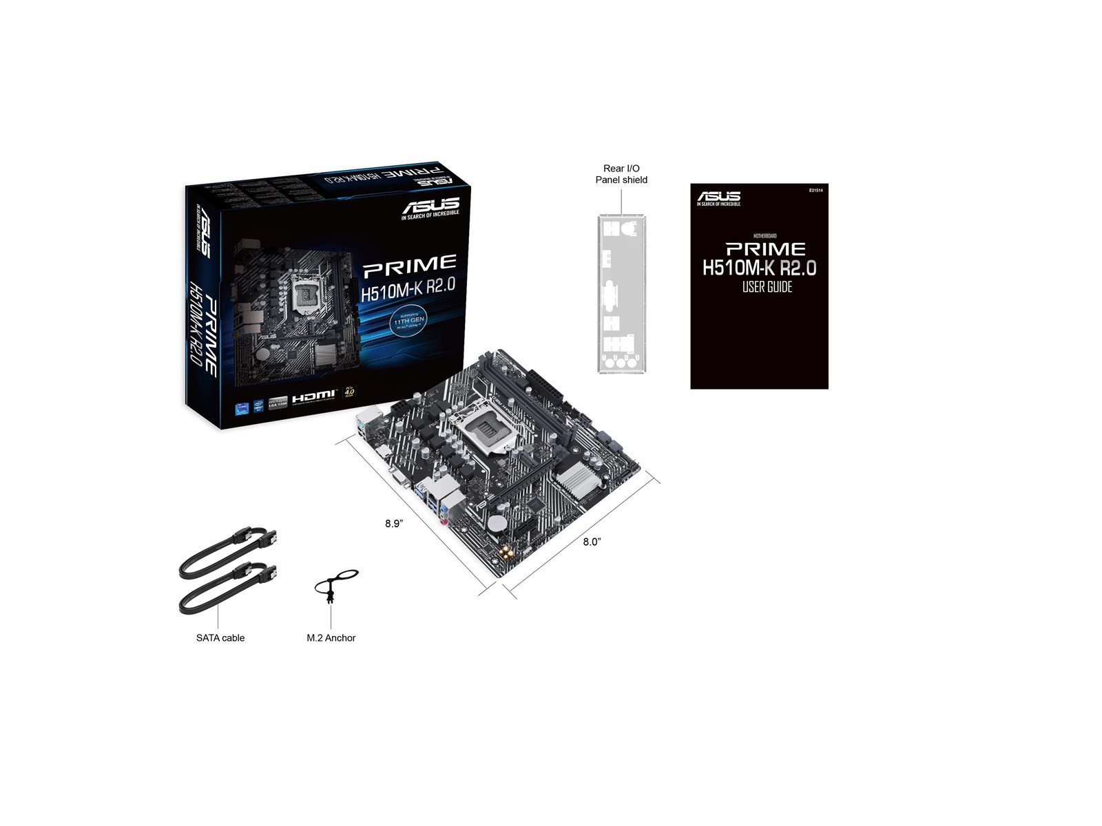 ASUS PRIME H510M-K R2.0 Mainboard - Intel H470 - Intel LGA1200 socket - DDR4 RAM - Micro-ATX